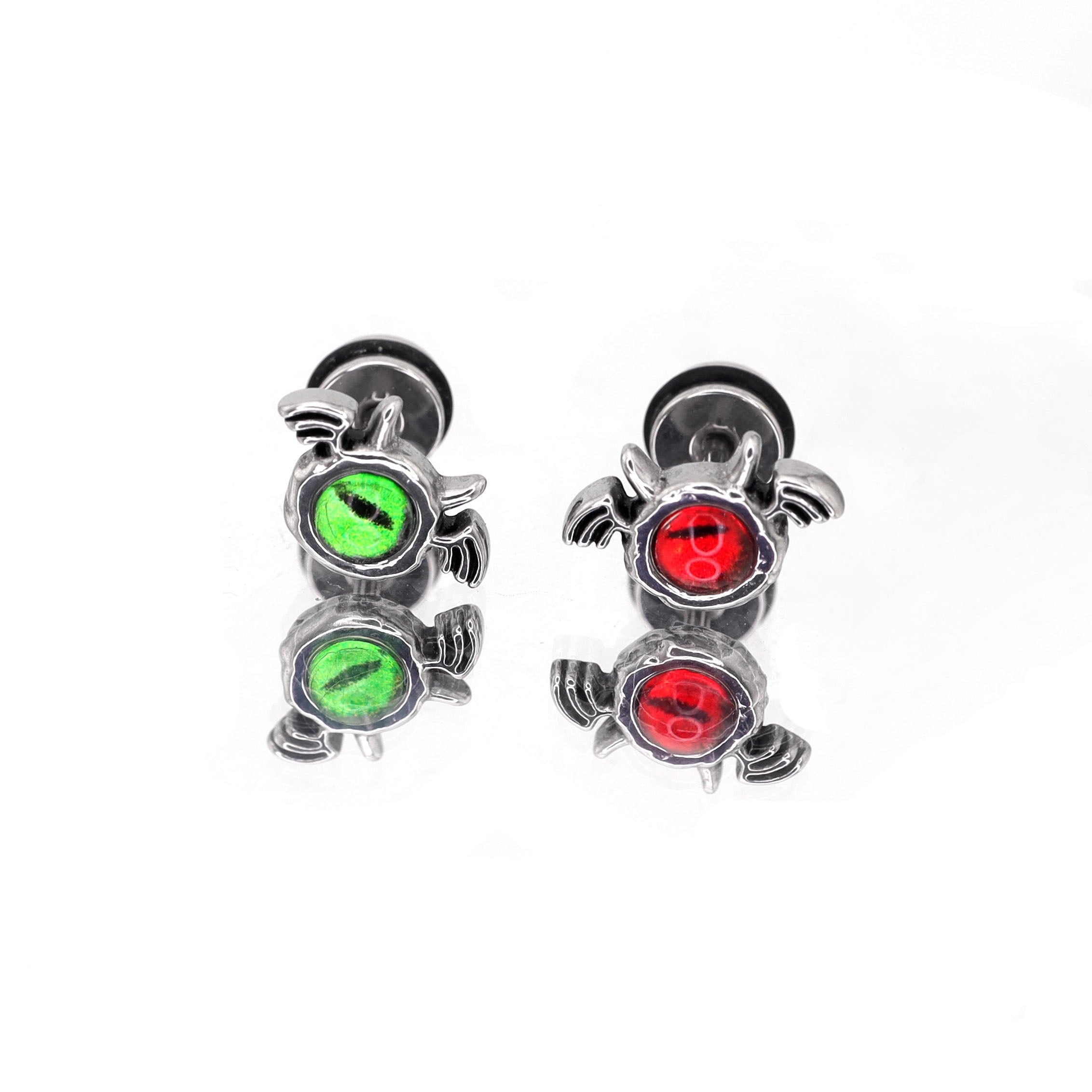Red & Green Demon Wing stainless steel Ear Stud ph1
