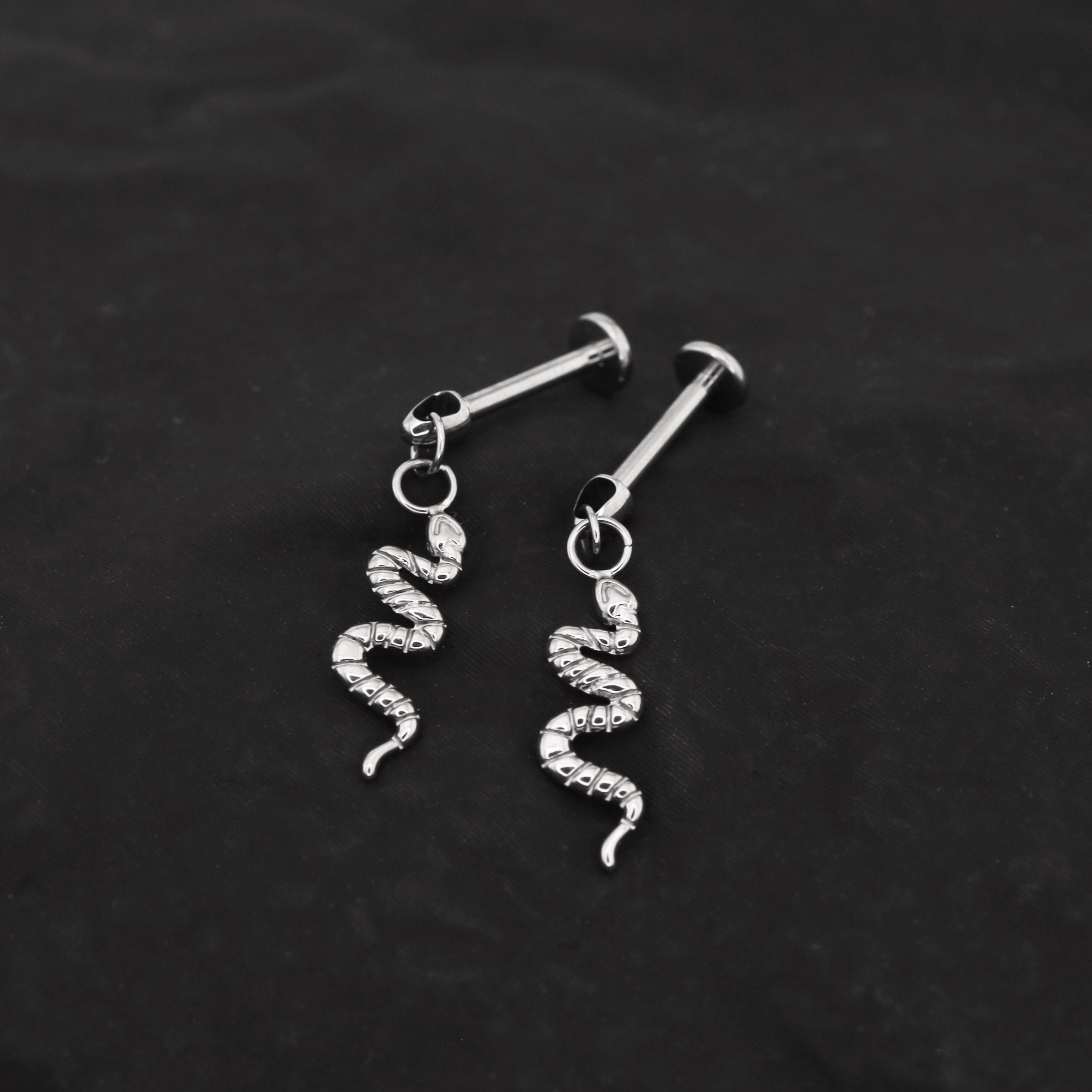 Engraved Snake Titanium Pendant Stud ph1