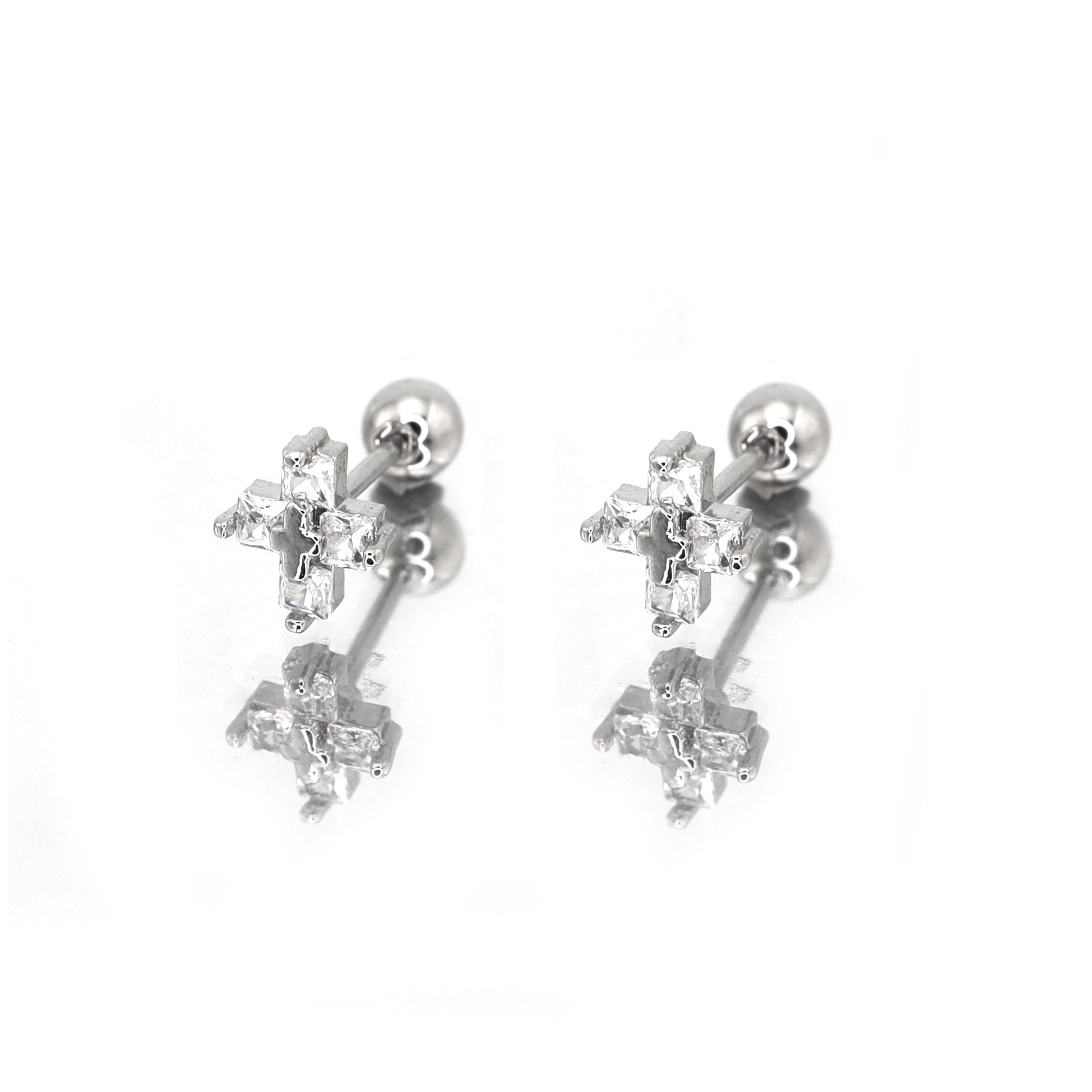 Thin Gauge CZ Cross Ear Stud ph1