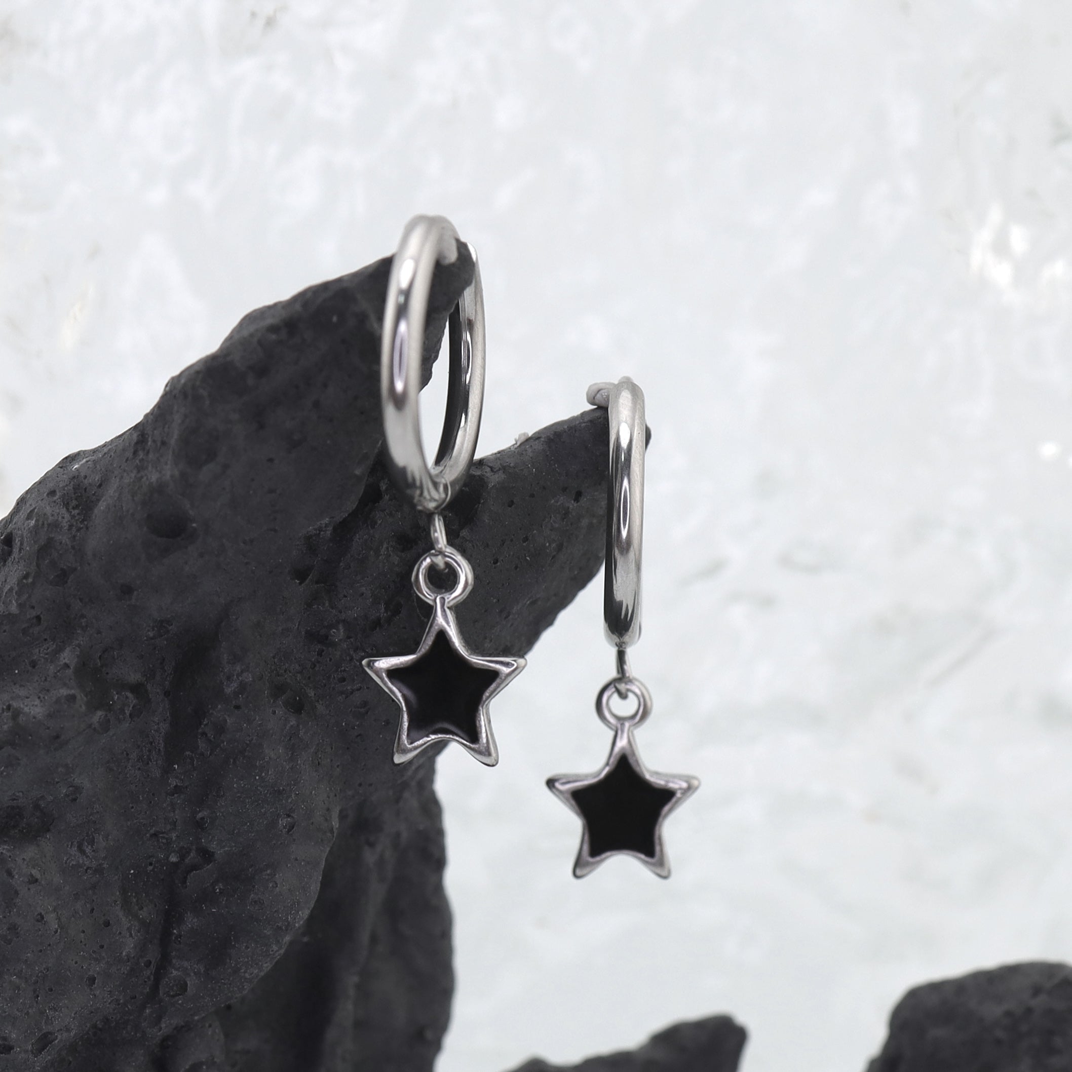 Oil Slick Star stainless steel Pendant Ear Ring ph1