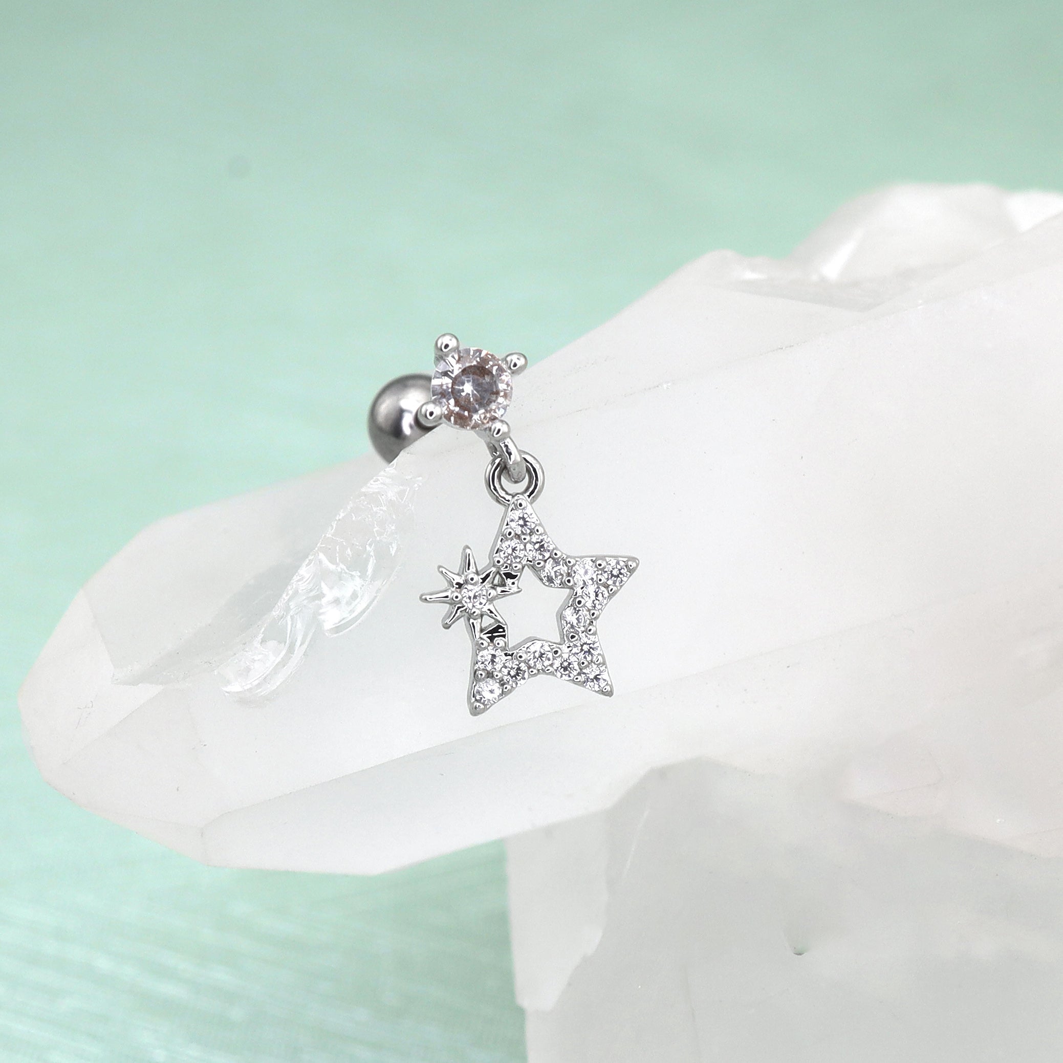 20G Thin Gauge Mini CZStar Dangle Earring Stud ph1
