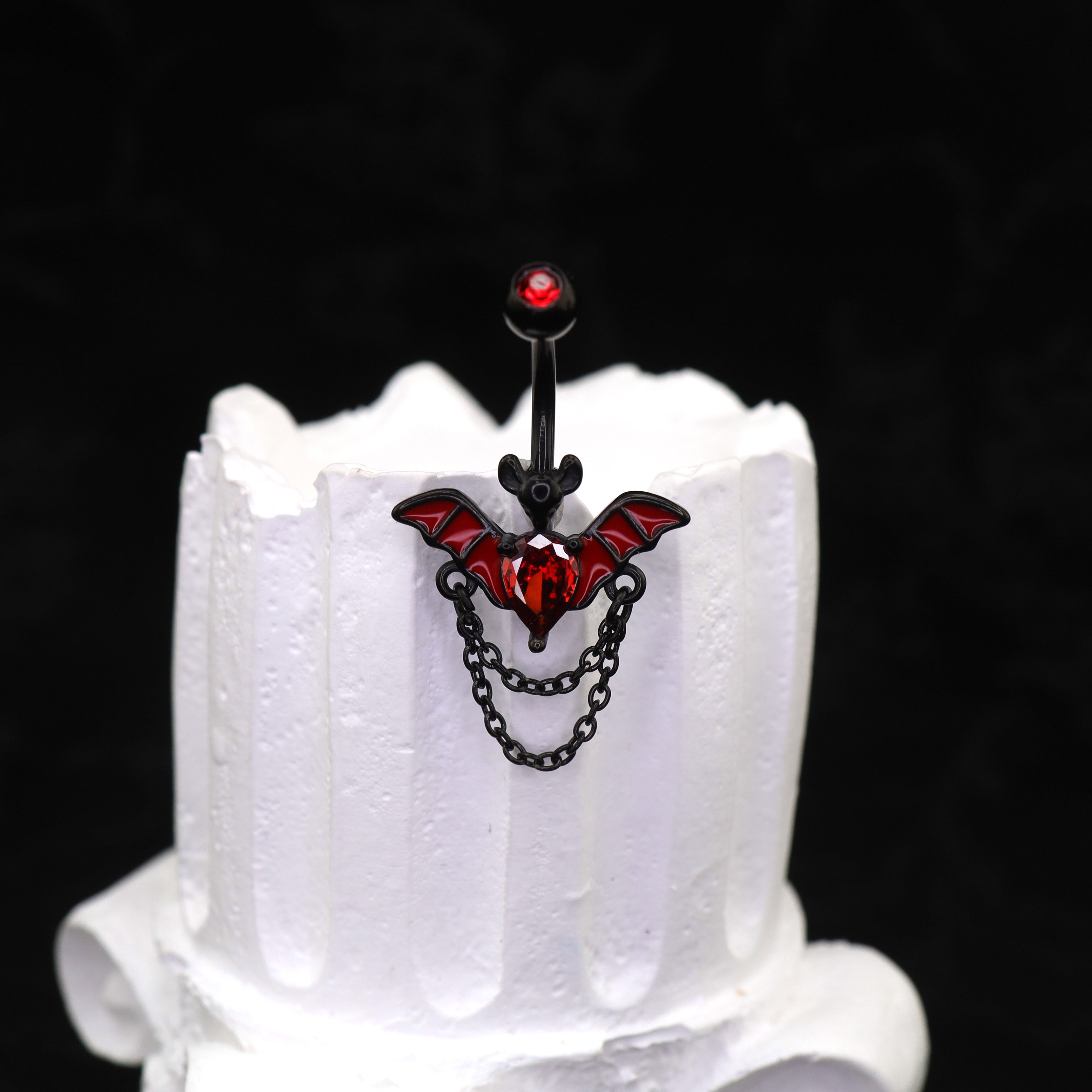 Bat CZ Dangle Belly Ring ph1