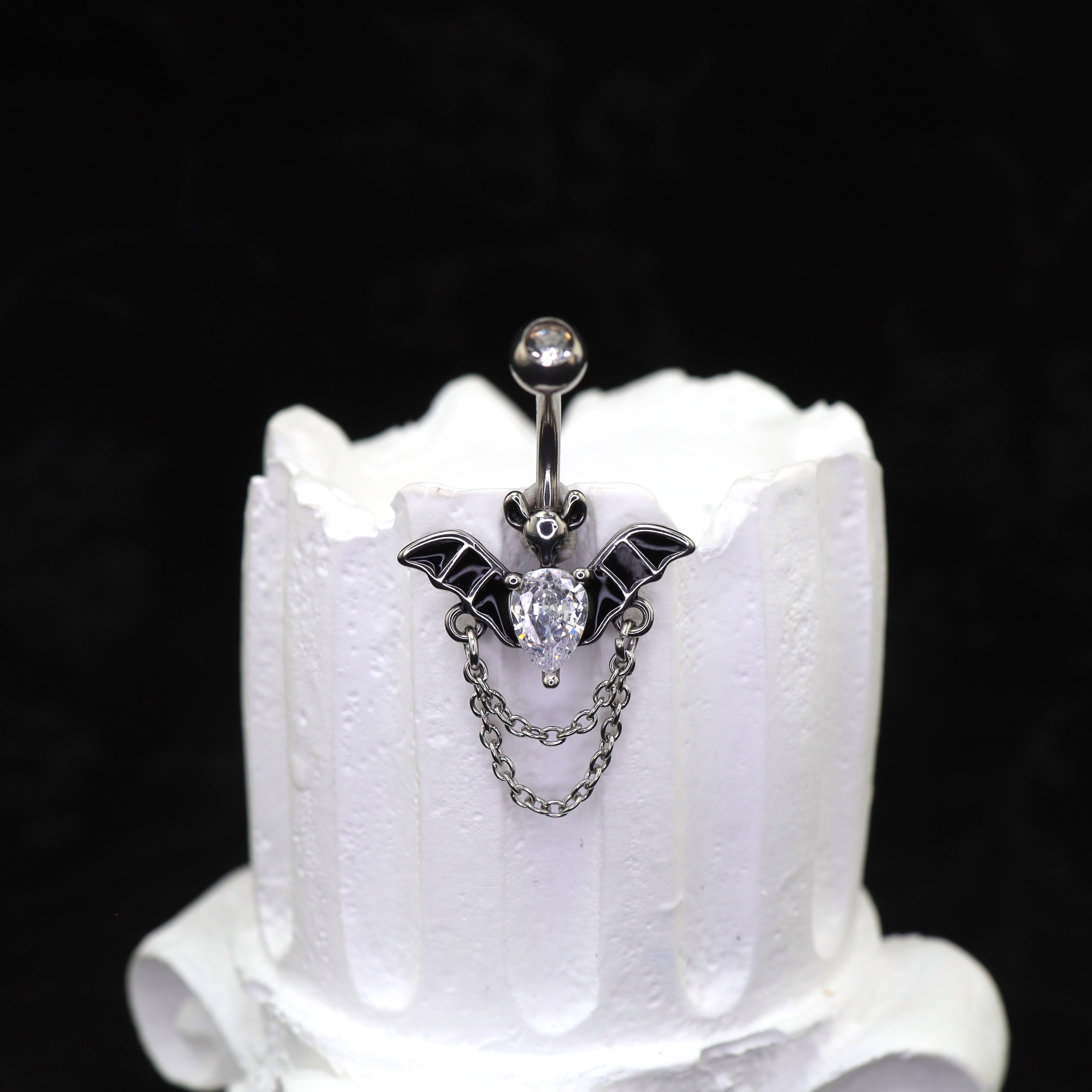 Bat CZ Dangle Belly Ring ph1