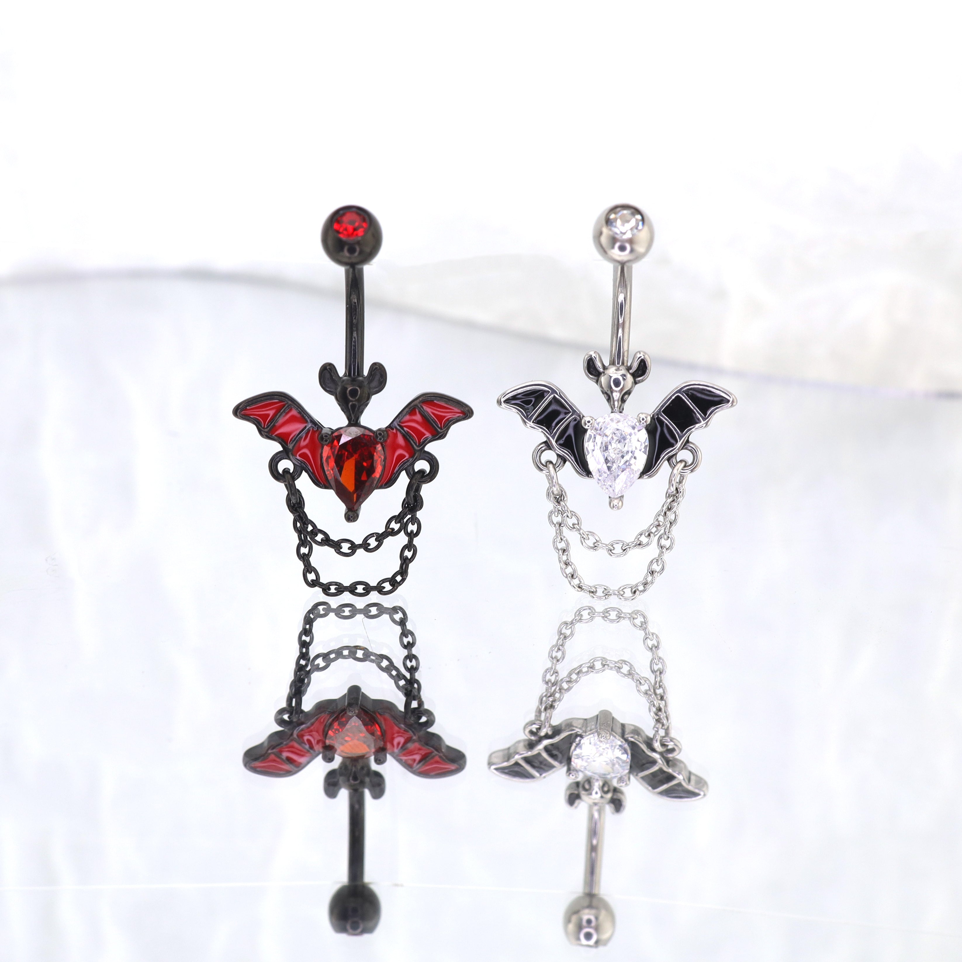 Bat CZ Dangle Belly Ring ph1