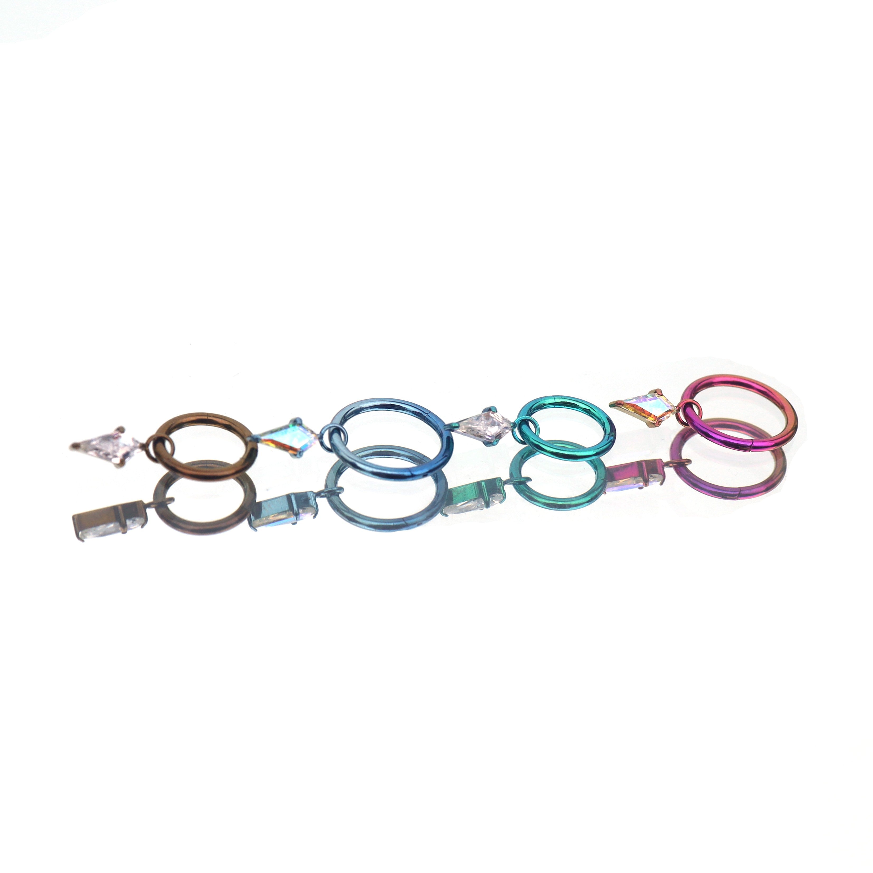 Rhombic CZ Pendant Titanium Segment Hoop