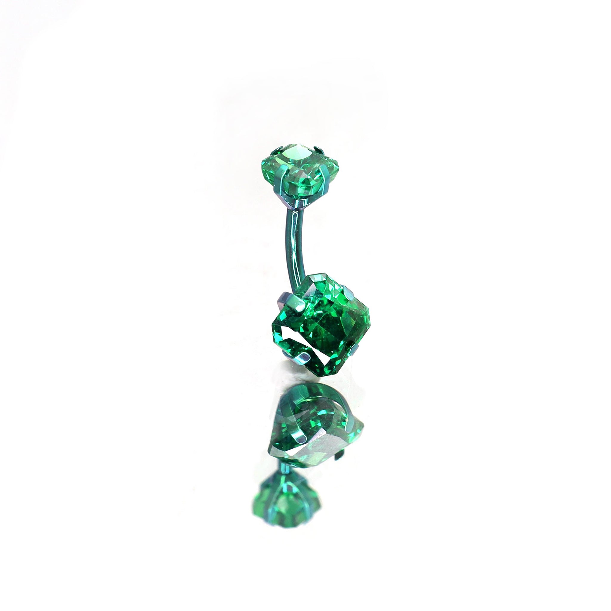 High-Shine Square CZ Titanium Navel Ring