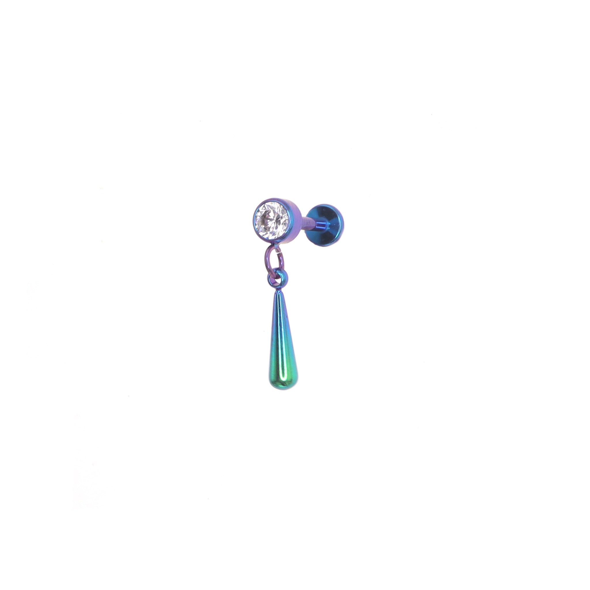 CZ Teardrop Dangle Titanium Ear Studs
