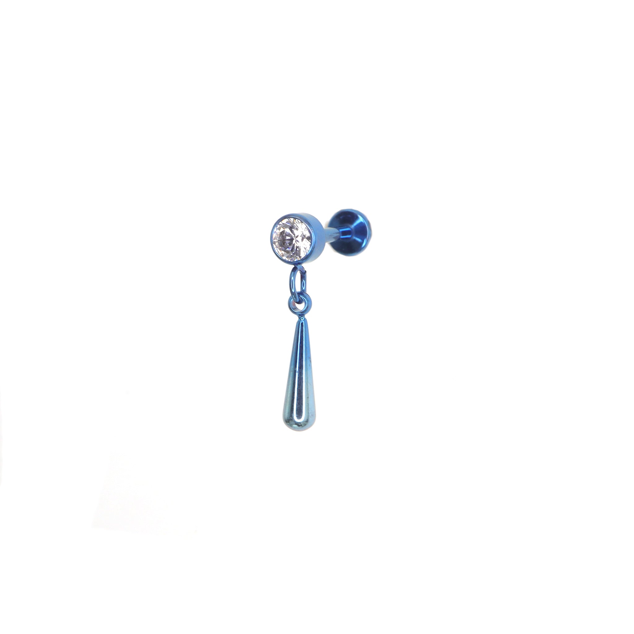 CZ Teardrop Dangle Titanium Ear Studs