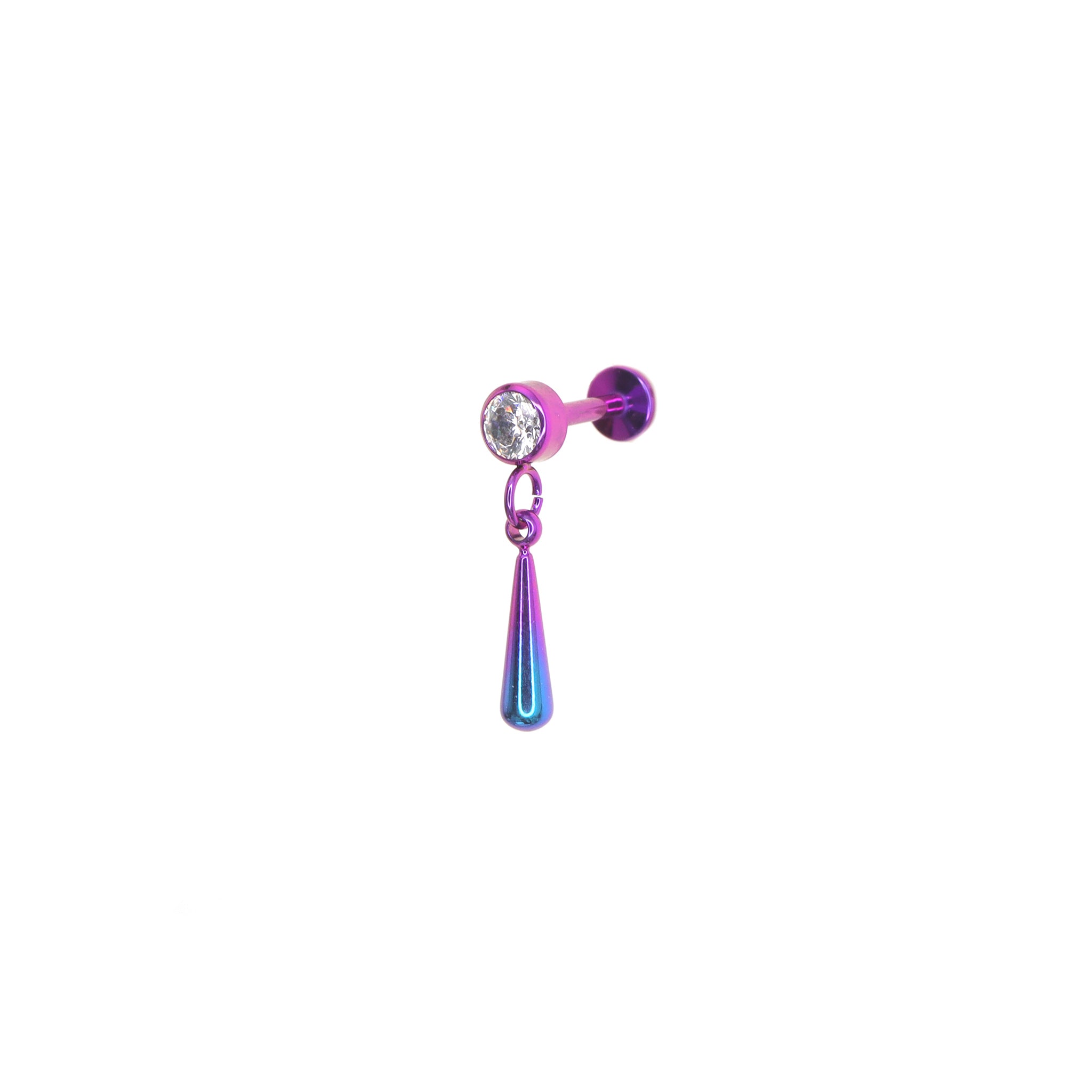 CZ Teardrop Dangle Titanium Ear Studs