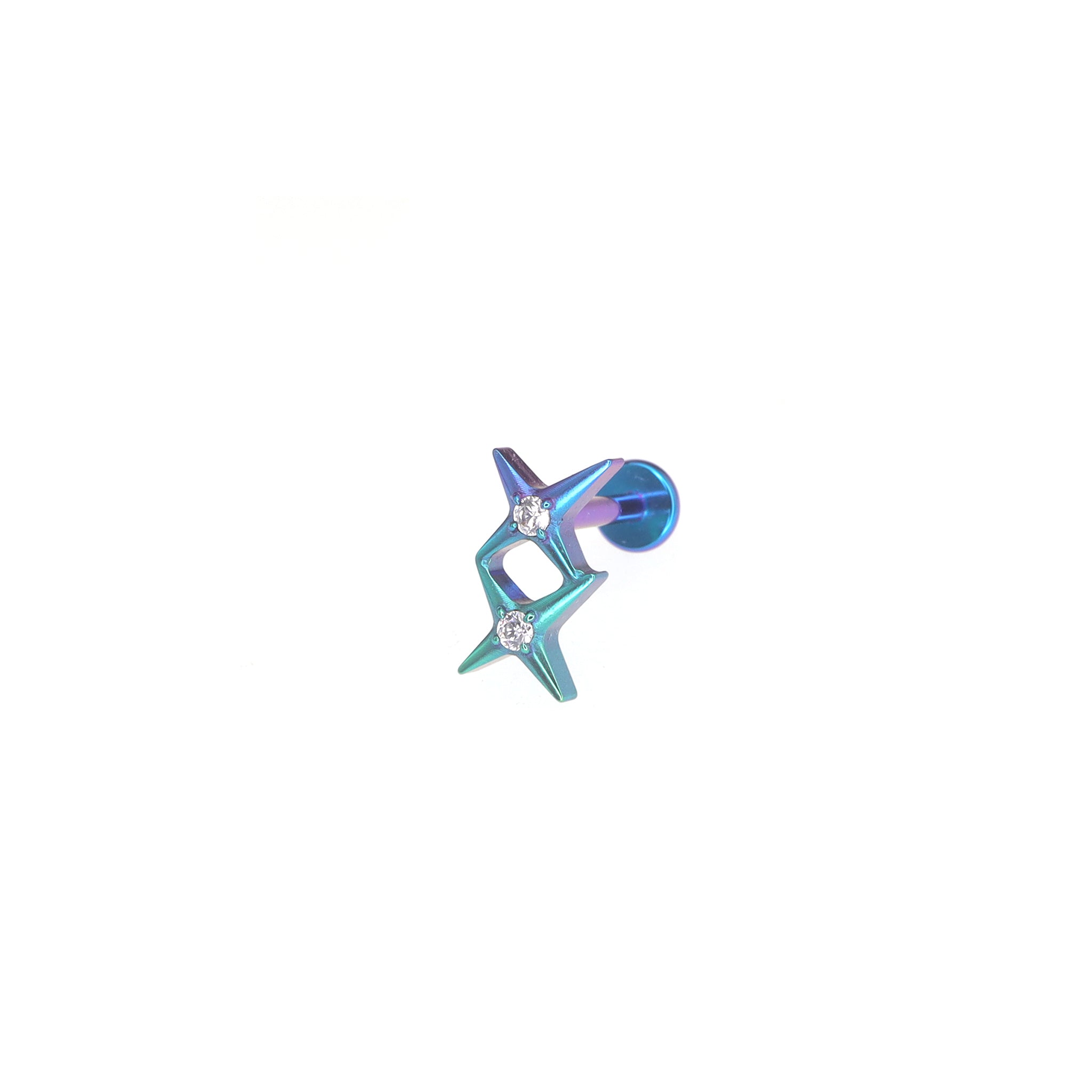 Double Star CZ Internally Threaded Titanium Studs