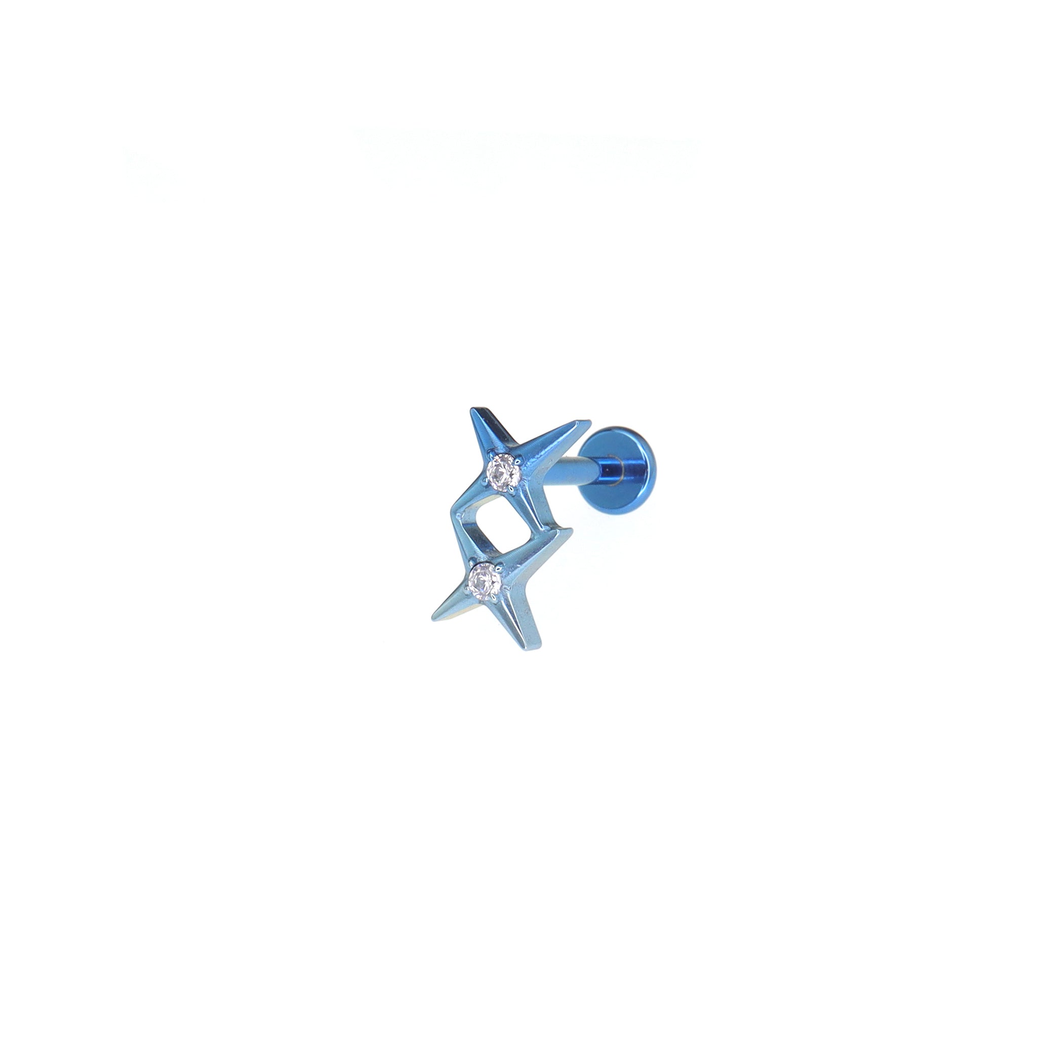 Double Star CZ Internally Threaded Titanium Studs