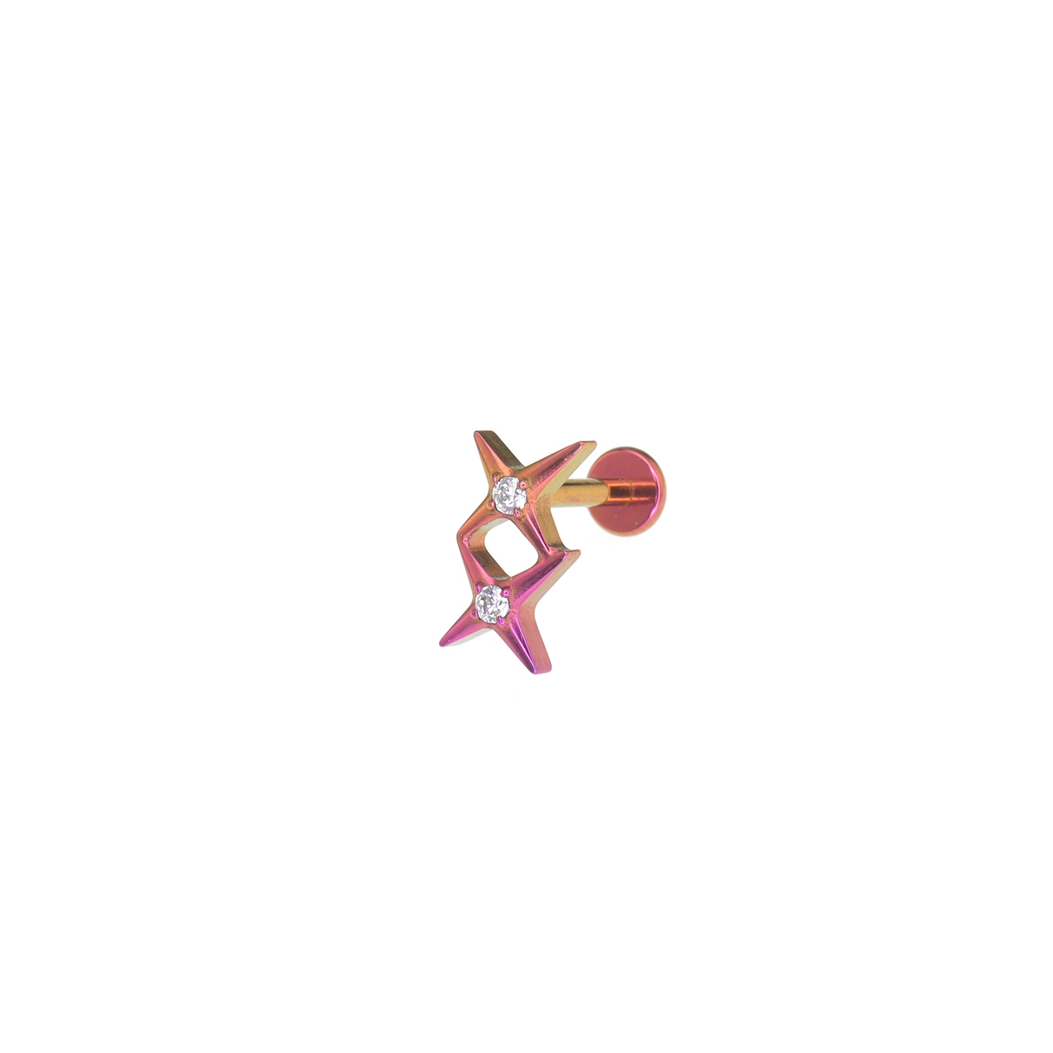 Double Star CZ Internally Threaded Titanium Studs