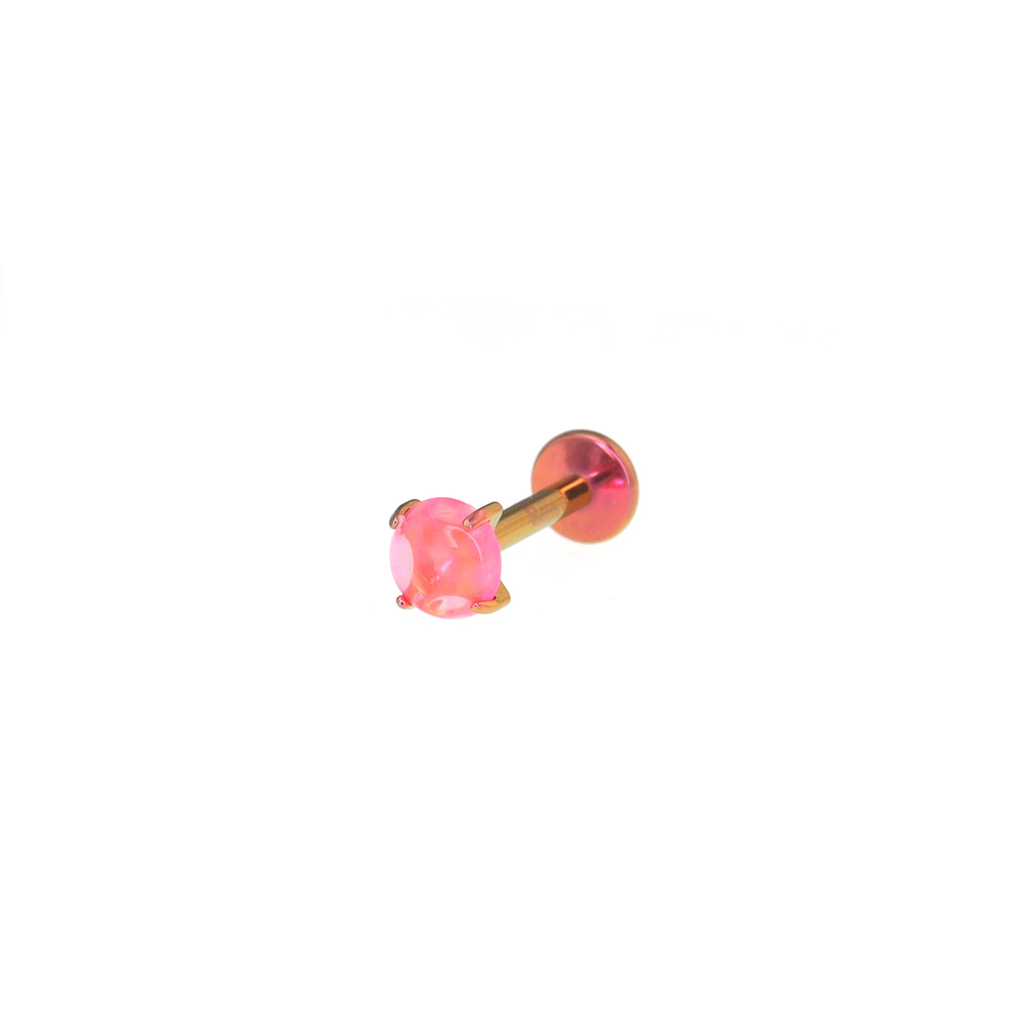 Flat Back Prong-Set Opal Titanium Labret Studs