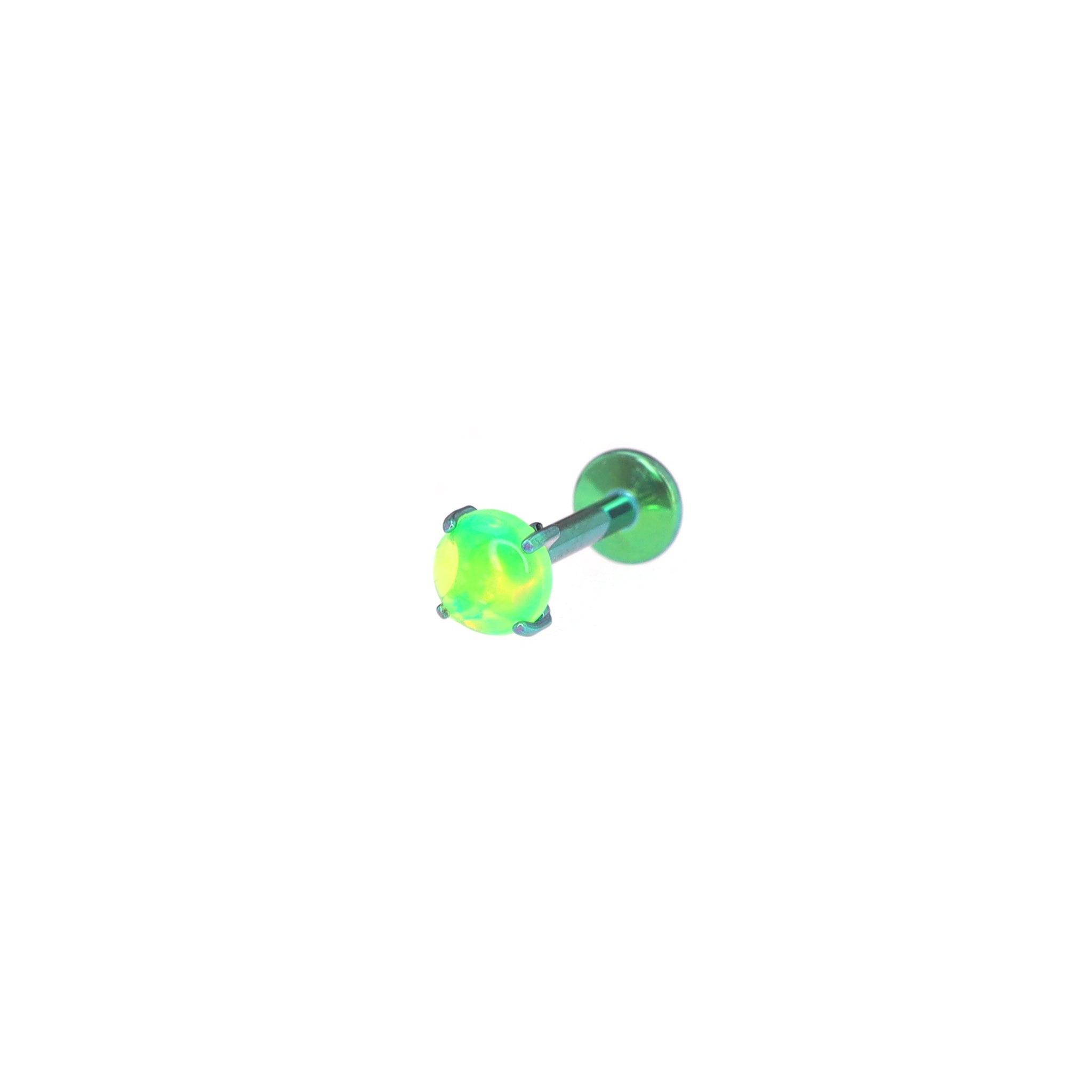 Flat Back Prong-Set Opal Titanium Labret Studs