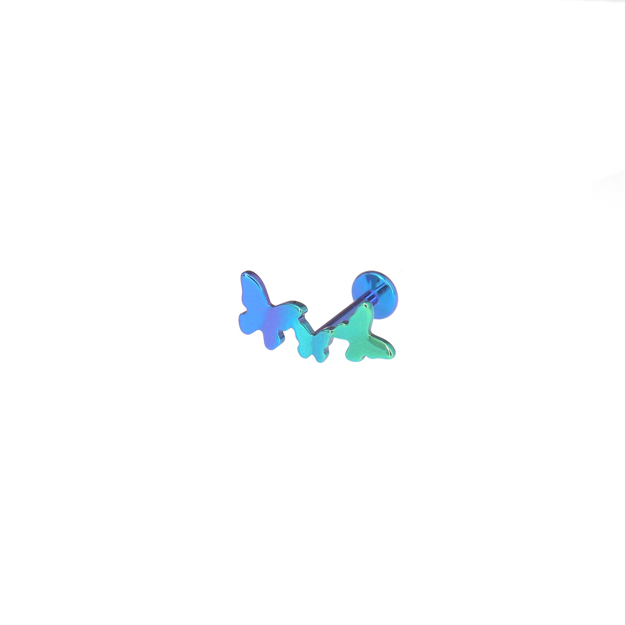 3D Triple Butterfly Titanium Ear Studs