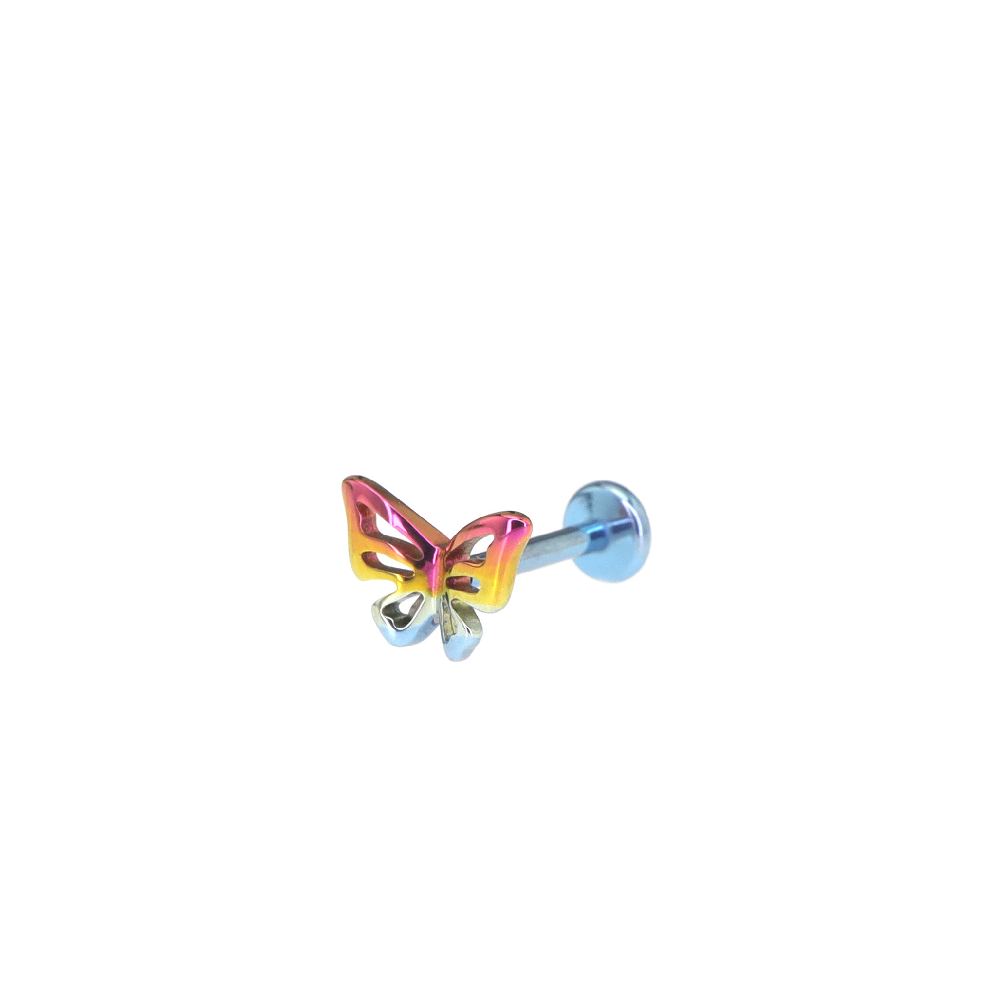 3D Openwork Butterfly Internally Threaded Titanium Labret Stud