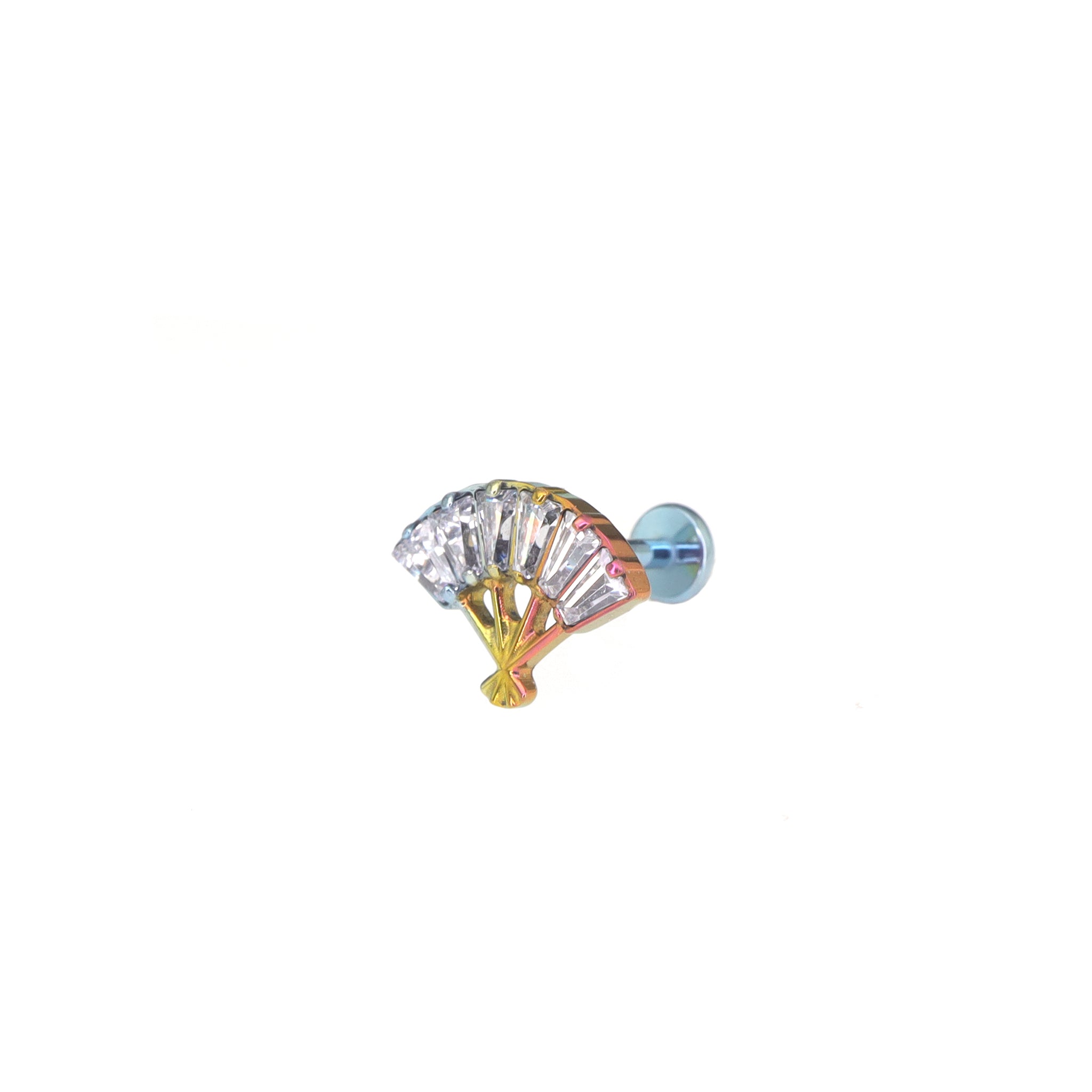 CZ Fan Internally Threaded Titanium Ear Studs