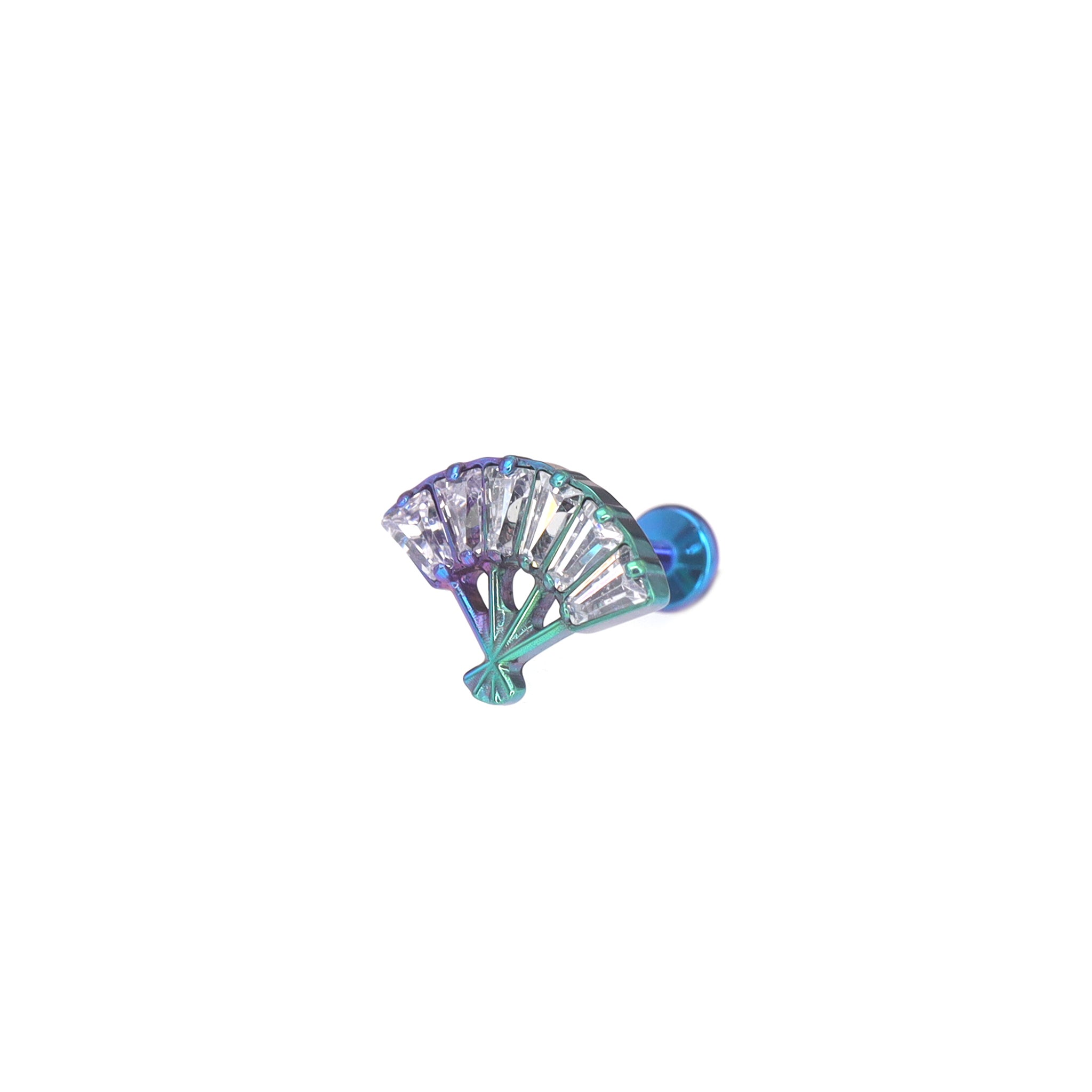 CZ Fan Internally Threaded Titanium Ear Studs