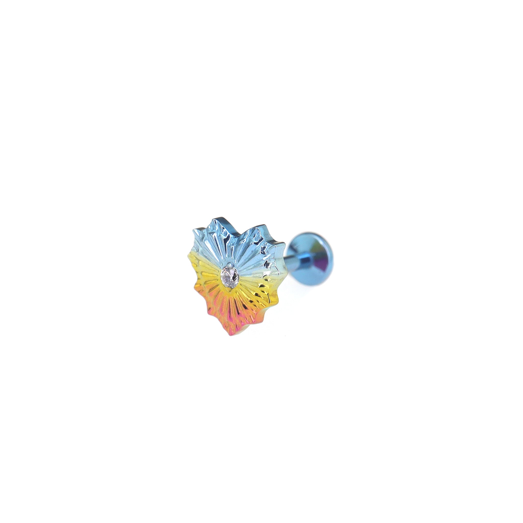 CZ Engraved Lace Heart Titanium Ear Studs