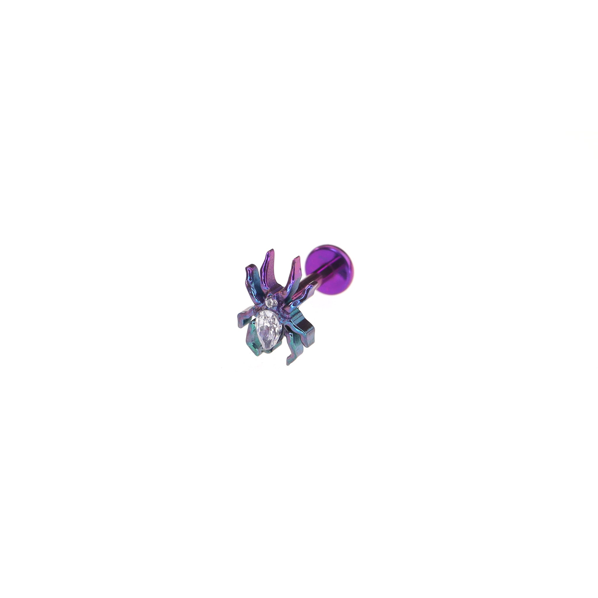 Rainbow CZ Spider Internally Threaded Titanium Studs