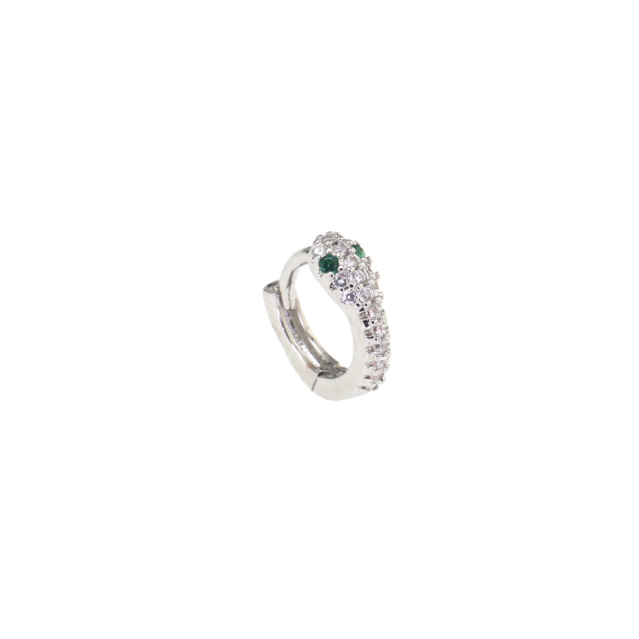 CZ Serpent Stainless Steel Small Hoop Earrings