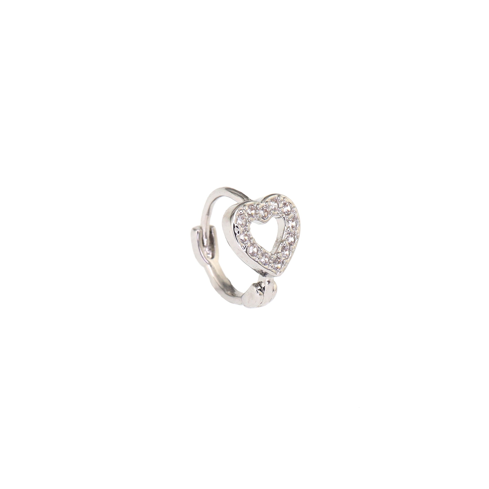 CZ Openwork Stainless Steel Small Hoop Earrings