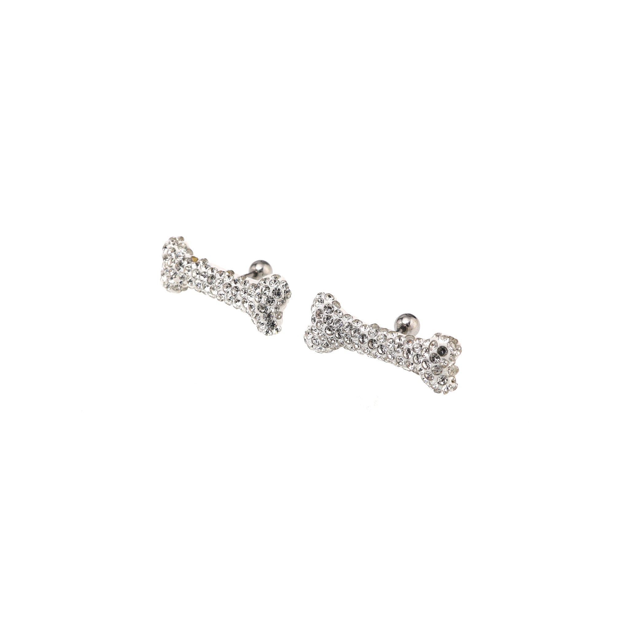 Resin Large Bone Full Crysta Stainless Steel Ear Studs