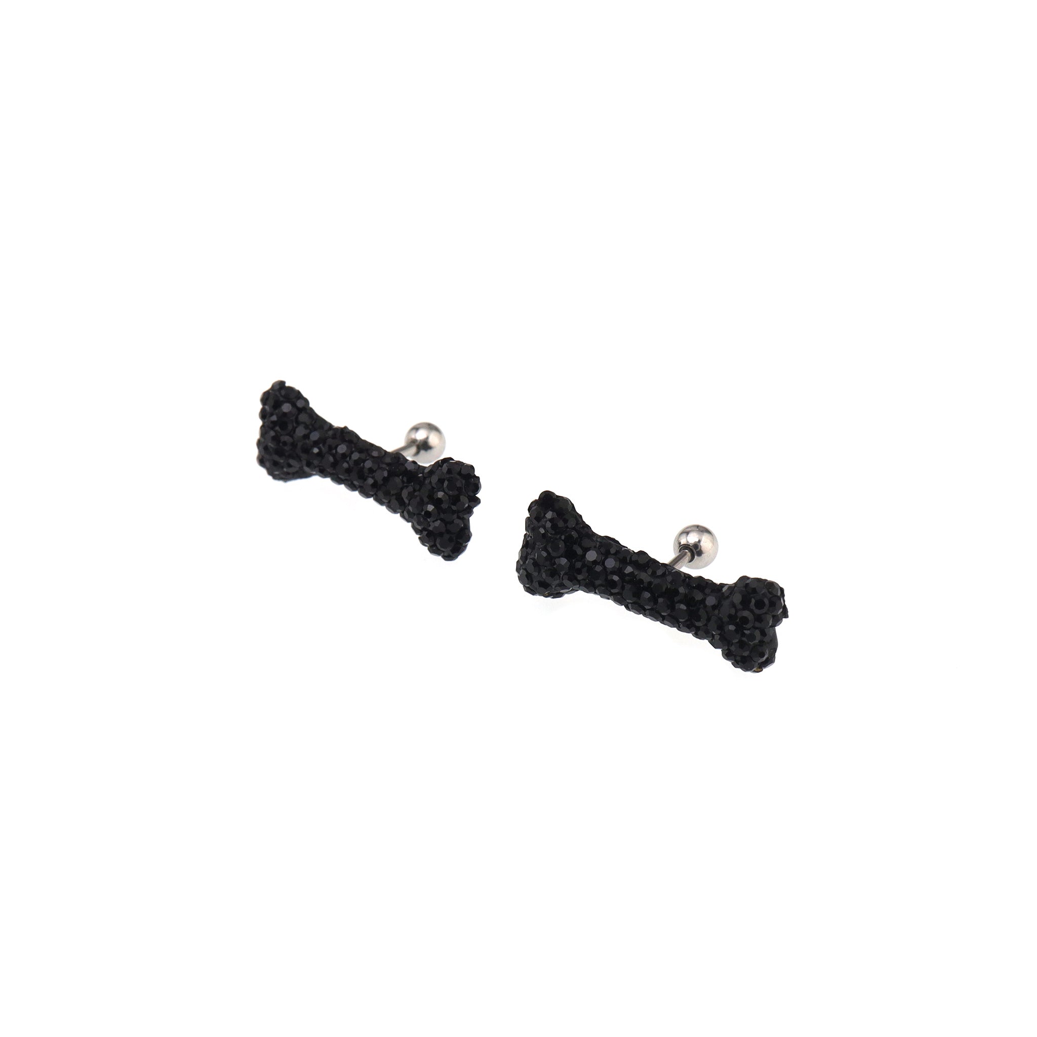 Resin Large Bone Full Crysta Stainless Steel Ear Studs