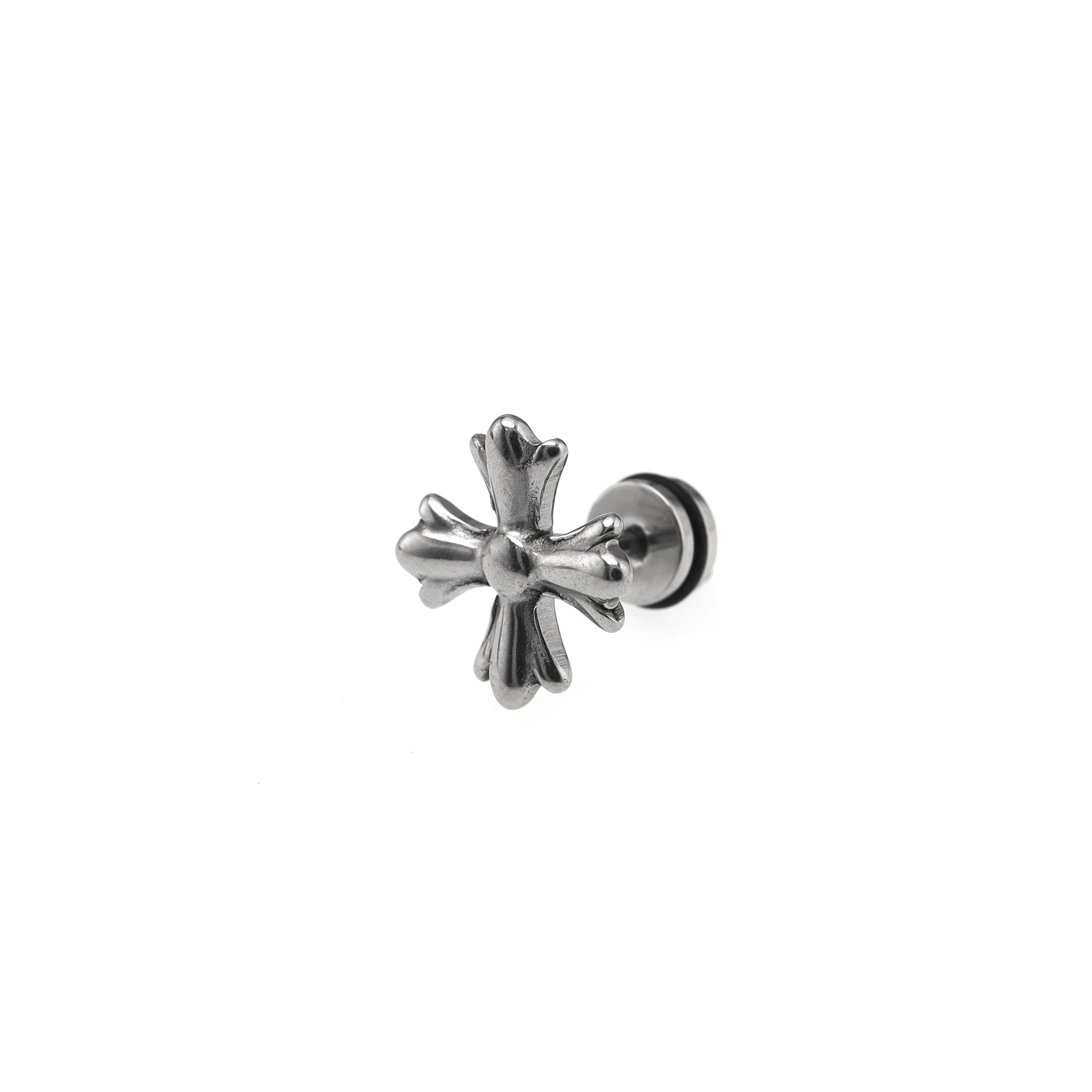 Chrome Hearts Style Cross Externally Threaded Stainless Steel Ear Studs