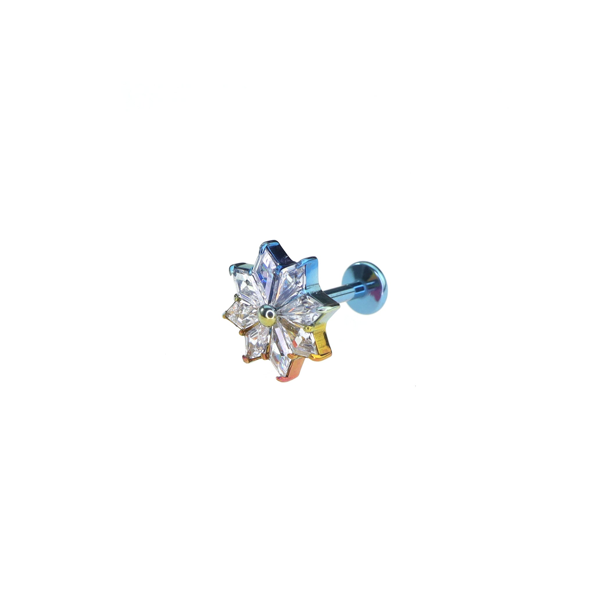 Snowflake CZ Titanium Internally Threaded Ear Studs