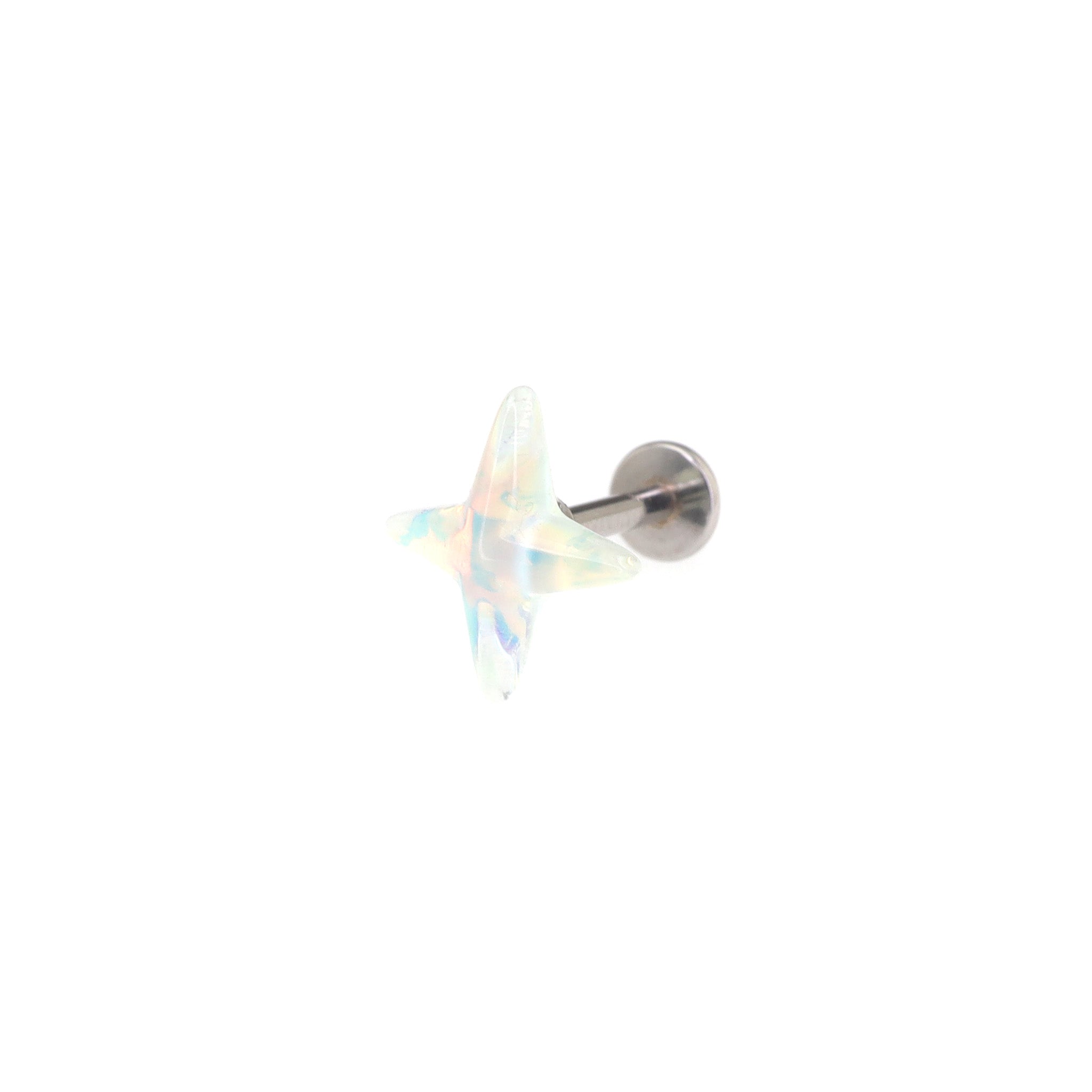 Resin Semi-Transparent Four-Point Star Stainless Steel Ear Studs
