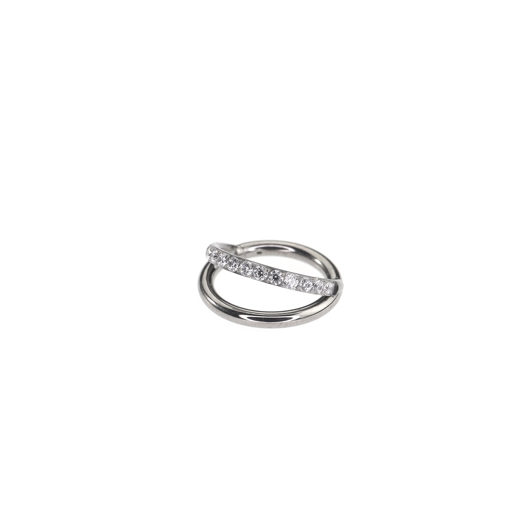 Double Layer CZ Titanium Earrings