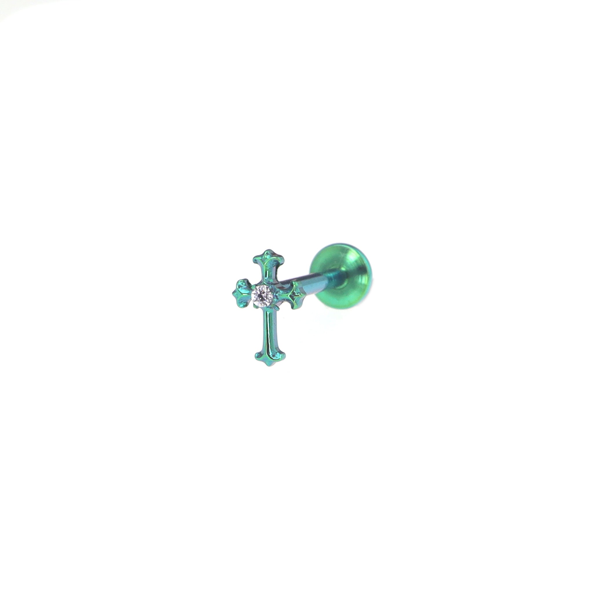 Mini Crystal Cross Titanium Ear Studs