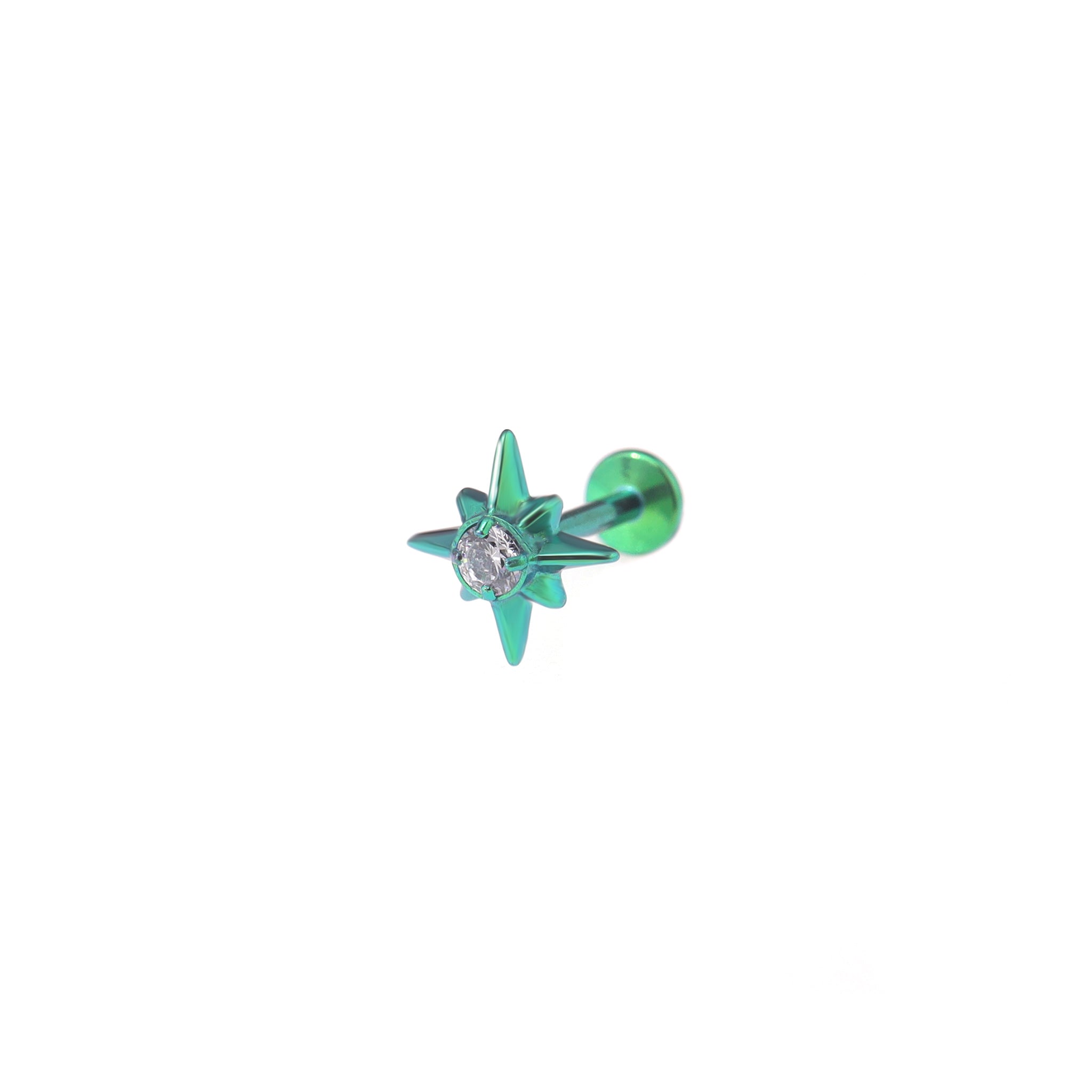 3D Octagram CZ Titanium Ear Studs