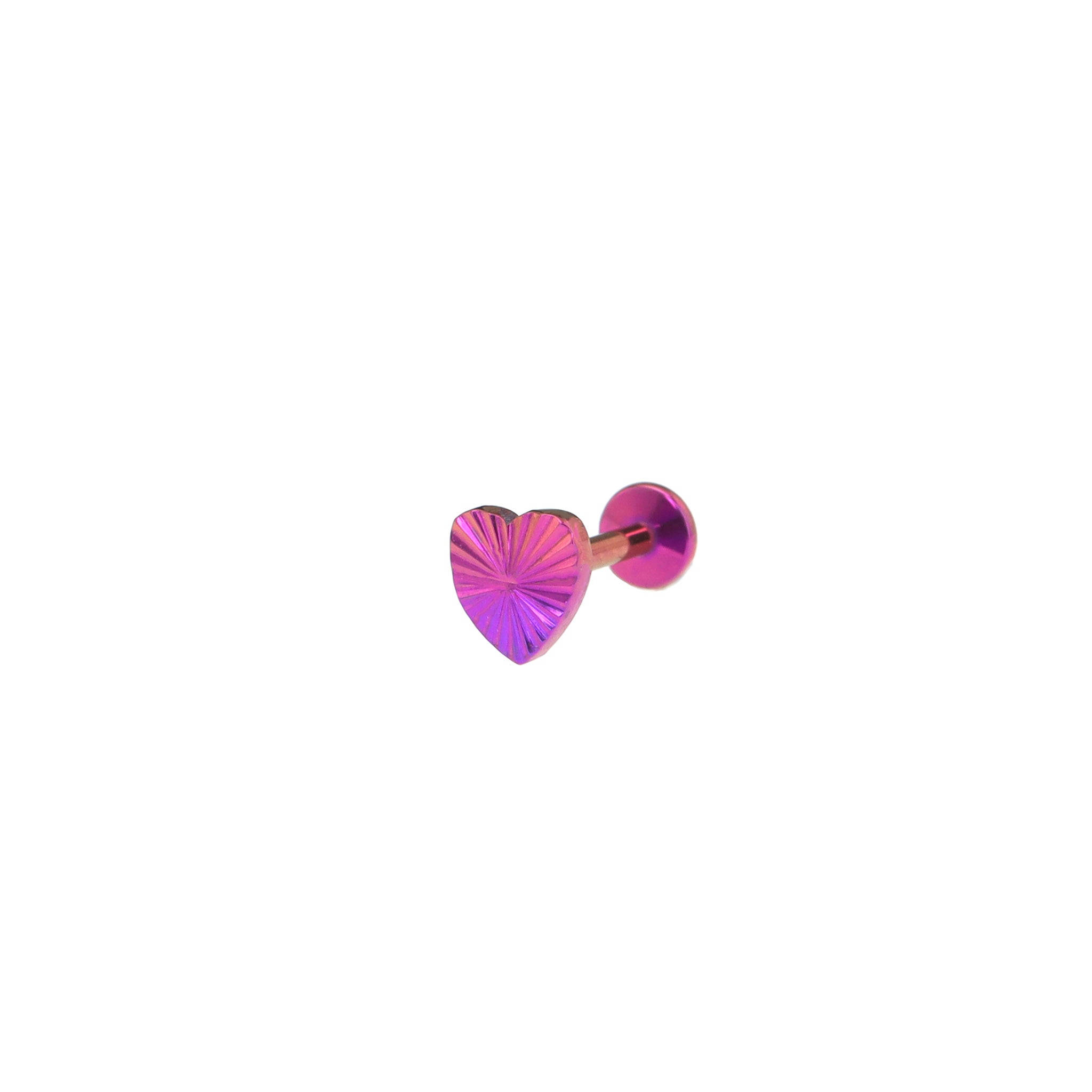 Engraved Linework Heart Titanium Lip Ring