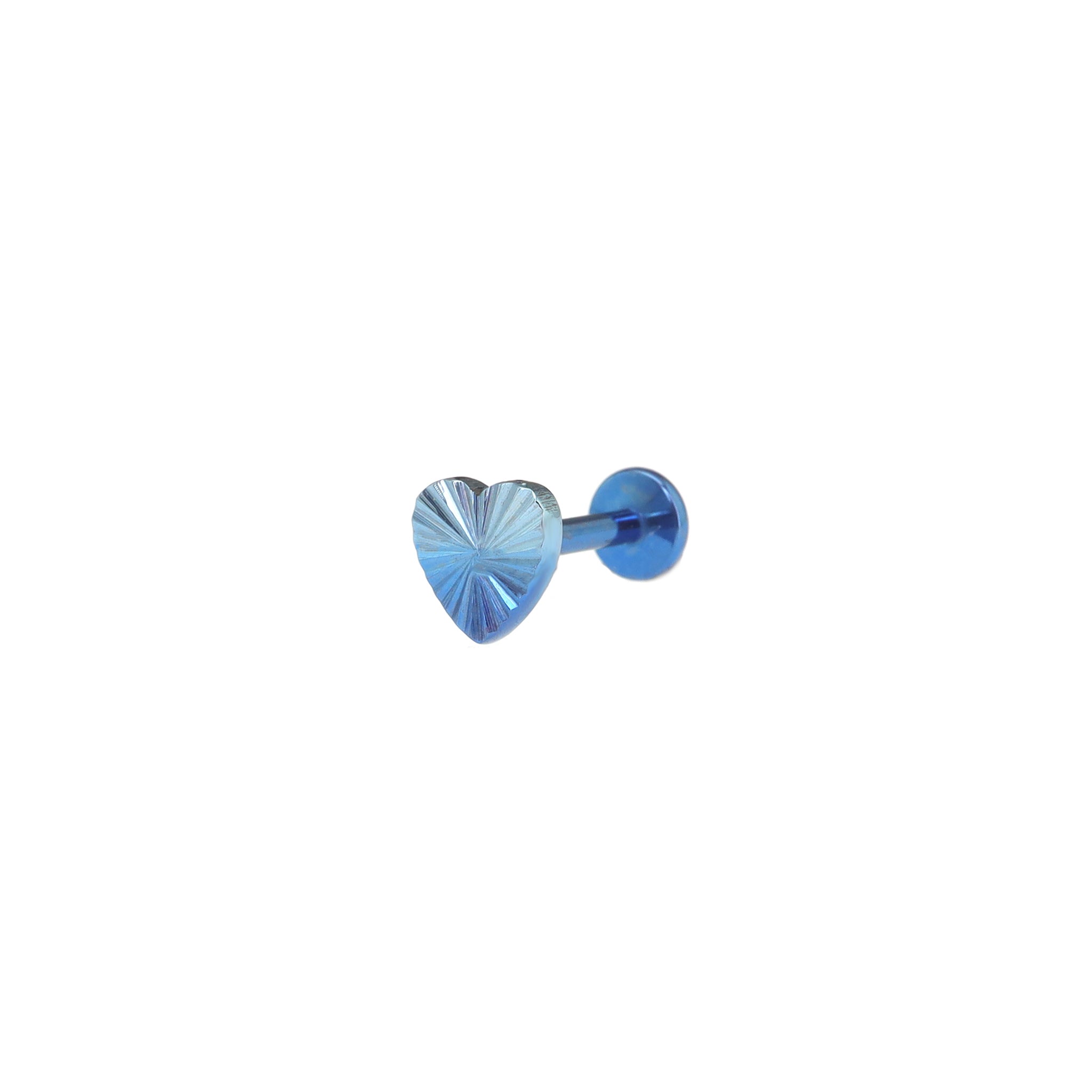 Engraved Linework Heart Titanium Lip Ring