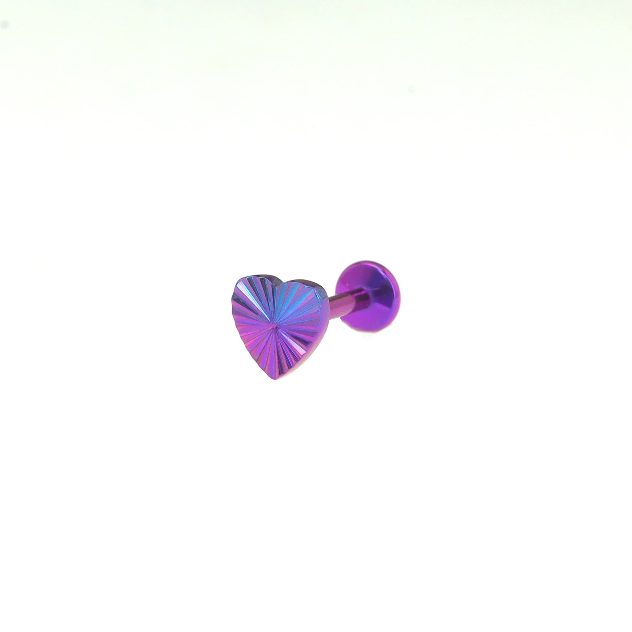 Engraved Linework Heart Titanium Lip Ring