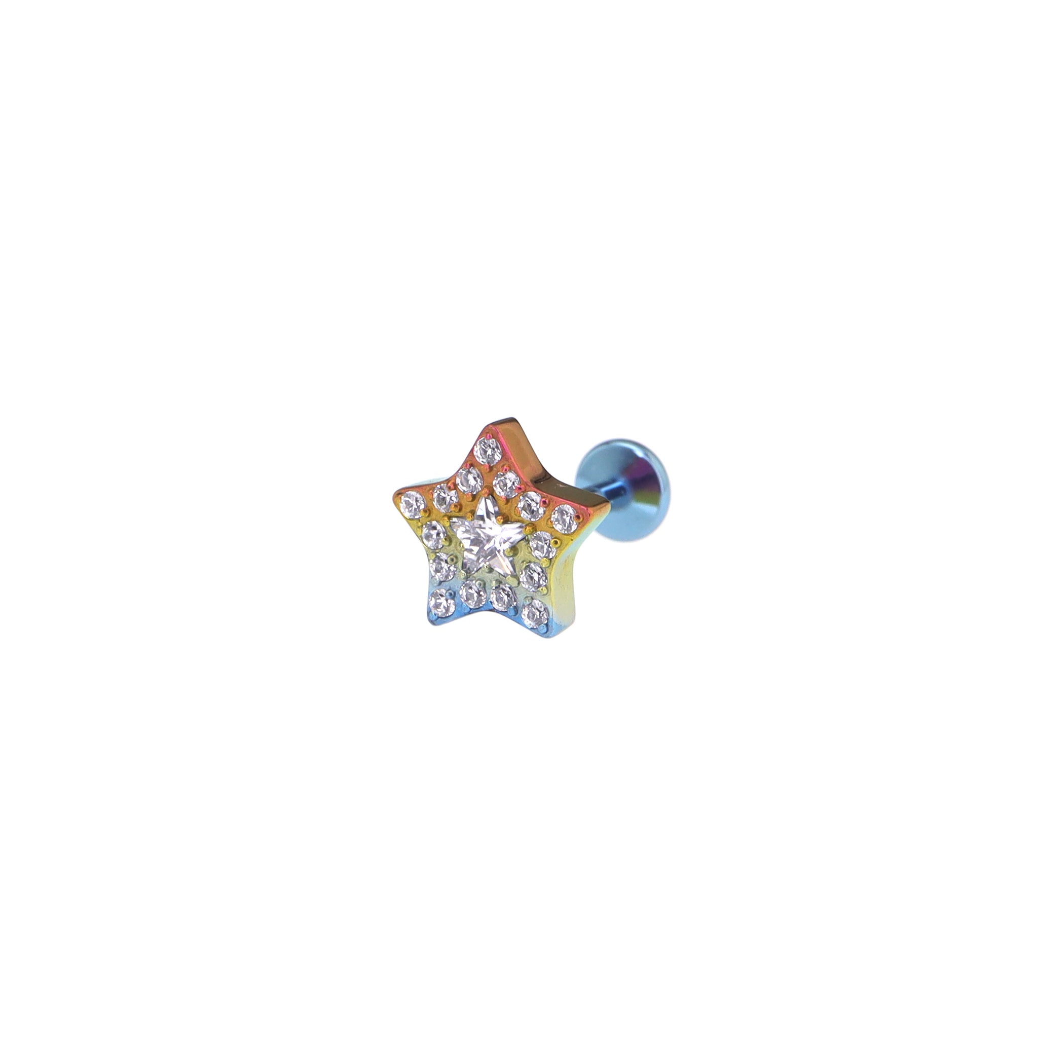 Micro-Pave CZ Pentagram Internally Threaded Titanium Studs