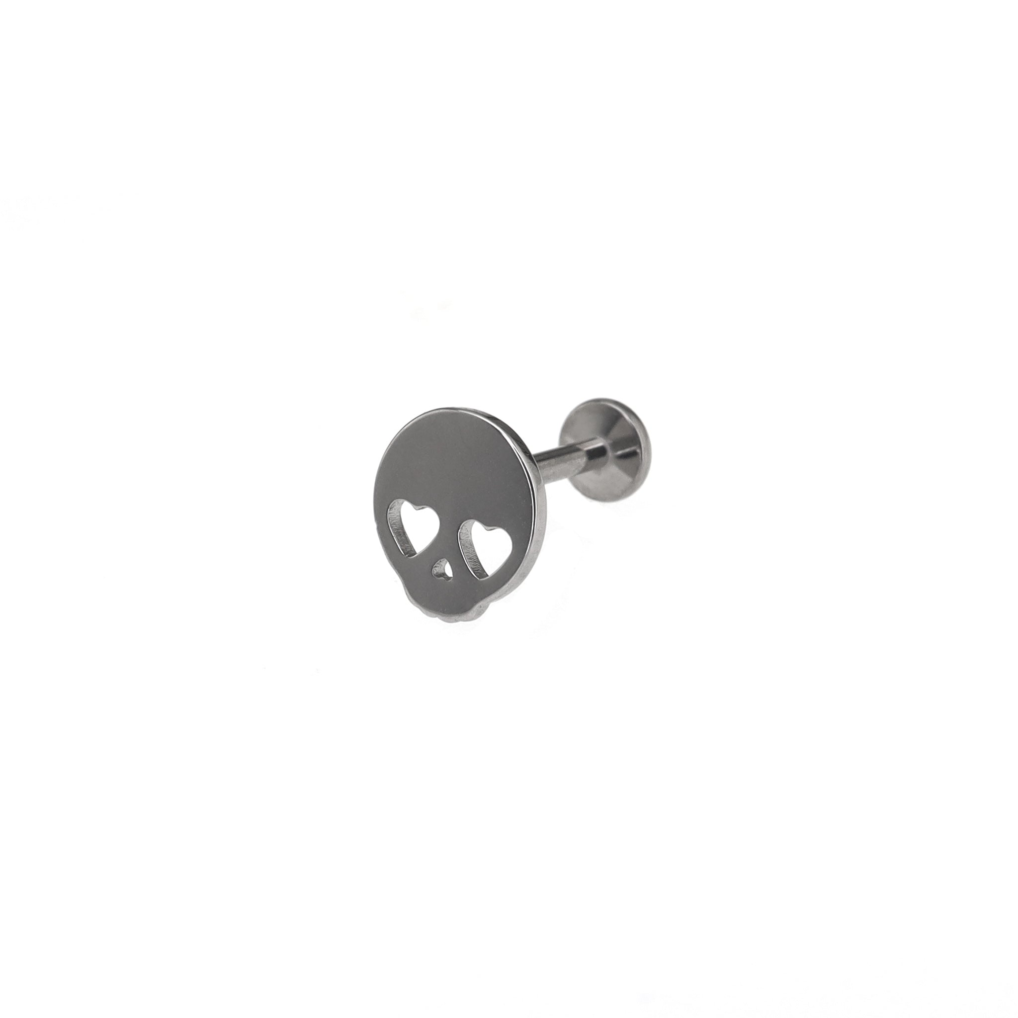 Cute Heart-Eye Skull Titanium Ear Studs