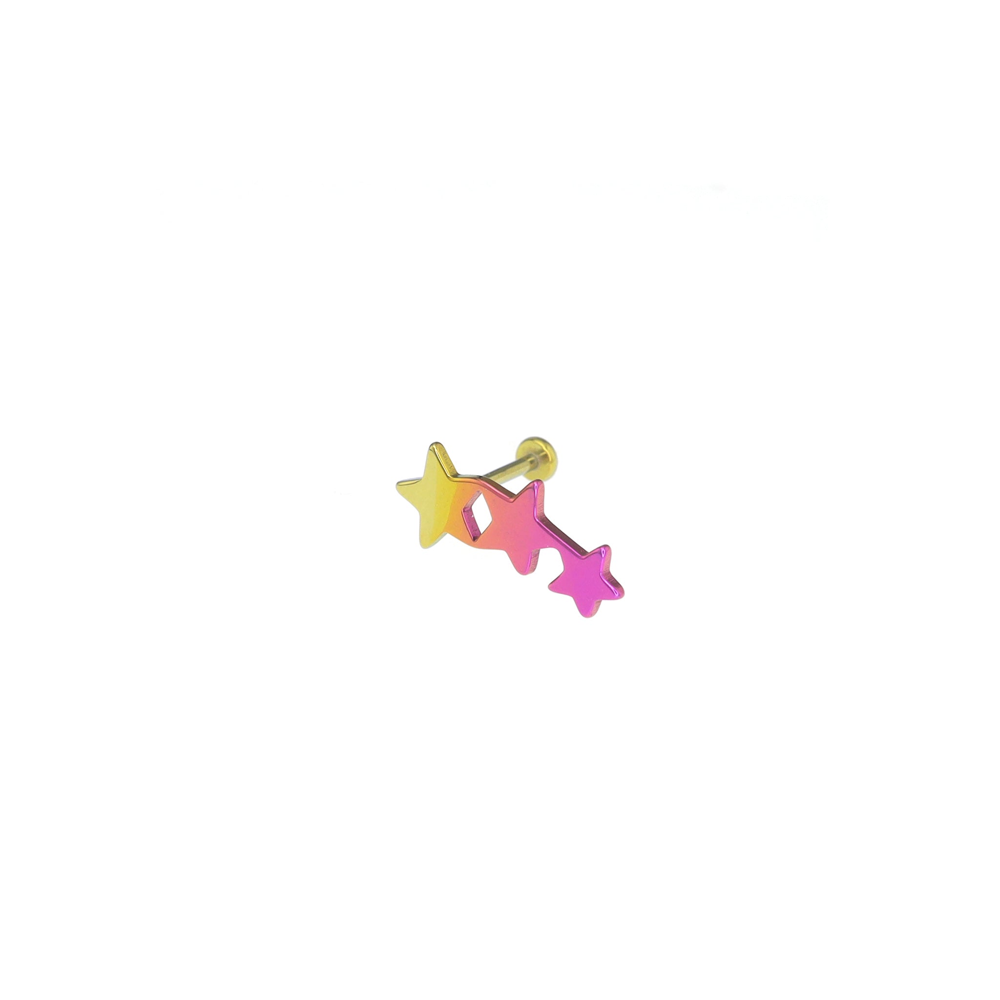 Three-Star Threadless Titanium Nose Stud