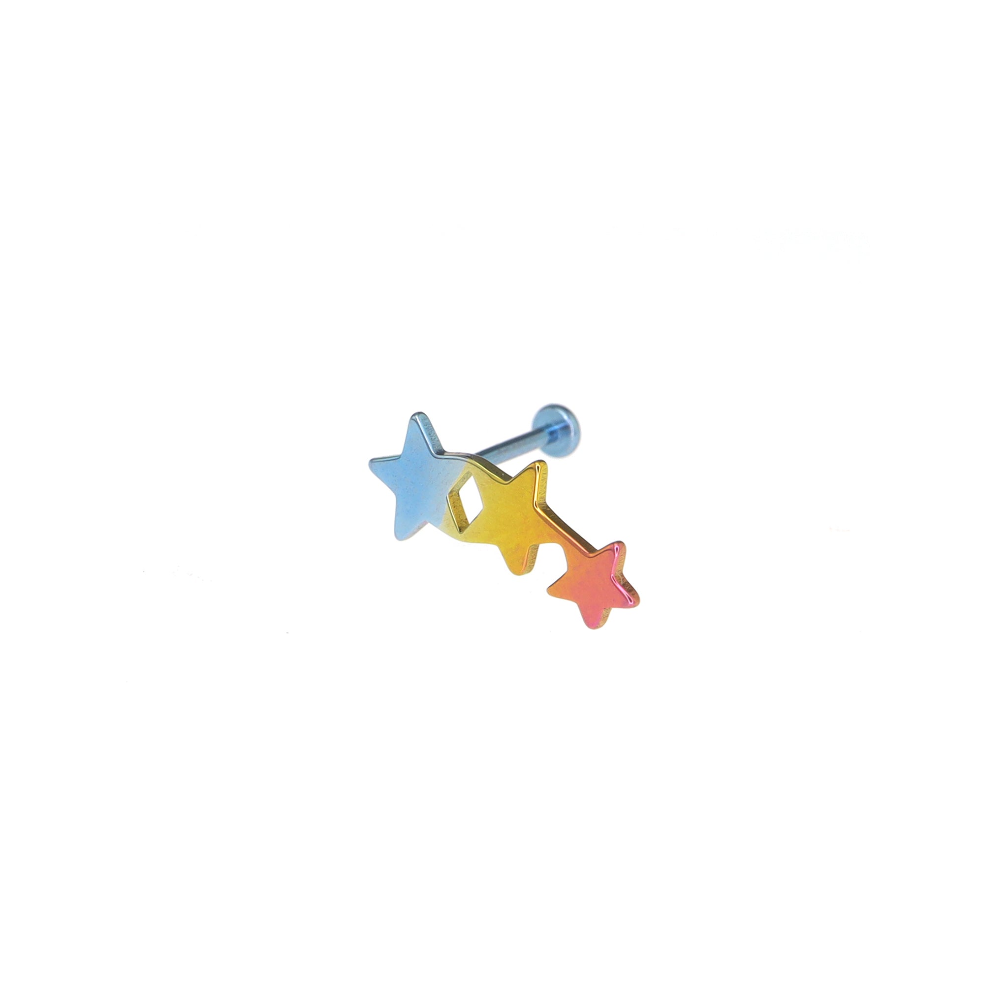 Three-Star Threadless Titanium Nose Stud