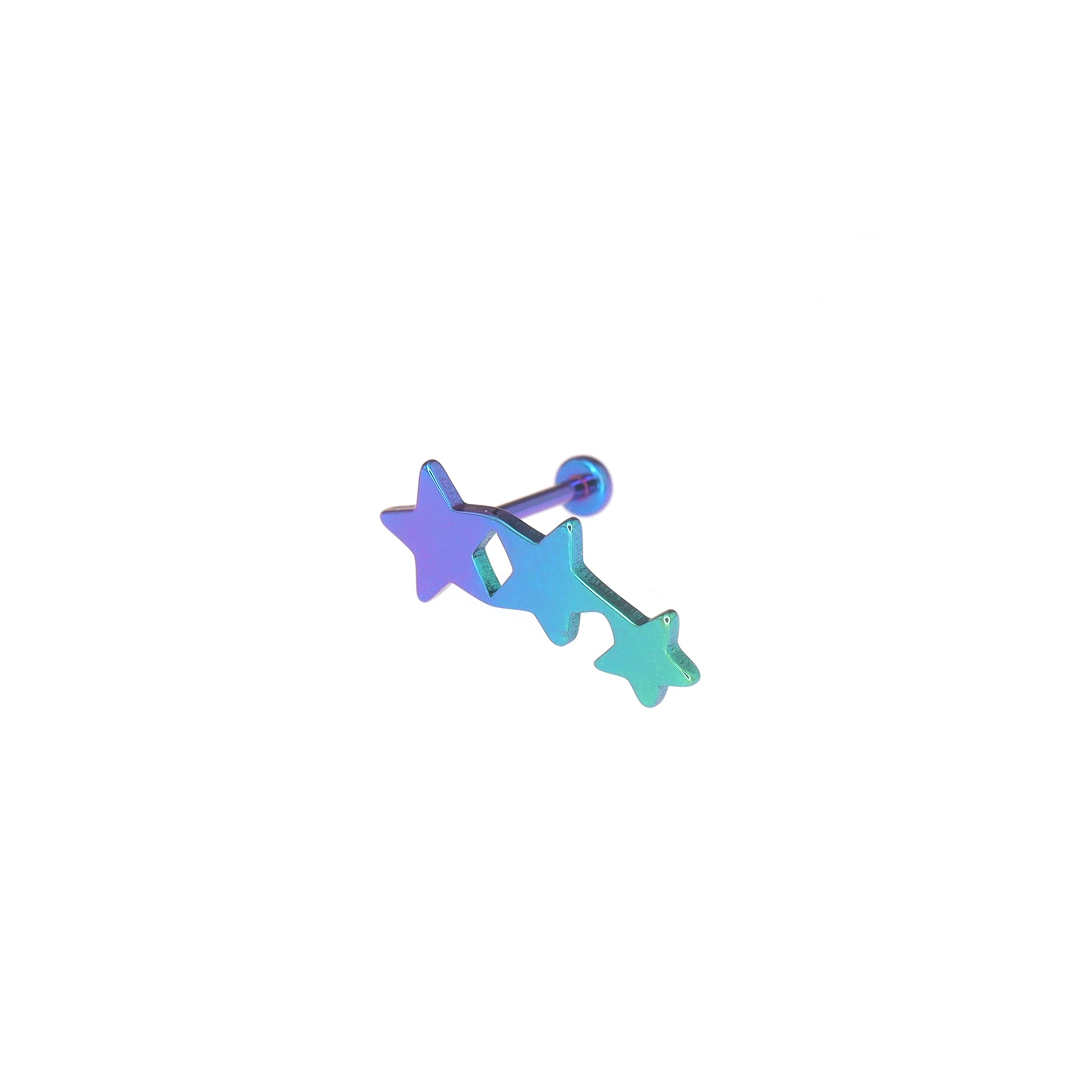 Three-Star Threadless Titanium Nose Stud