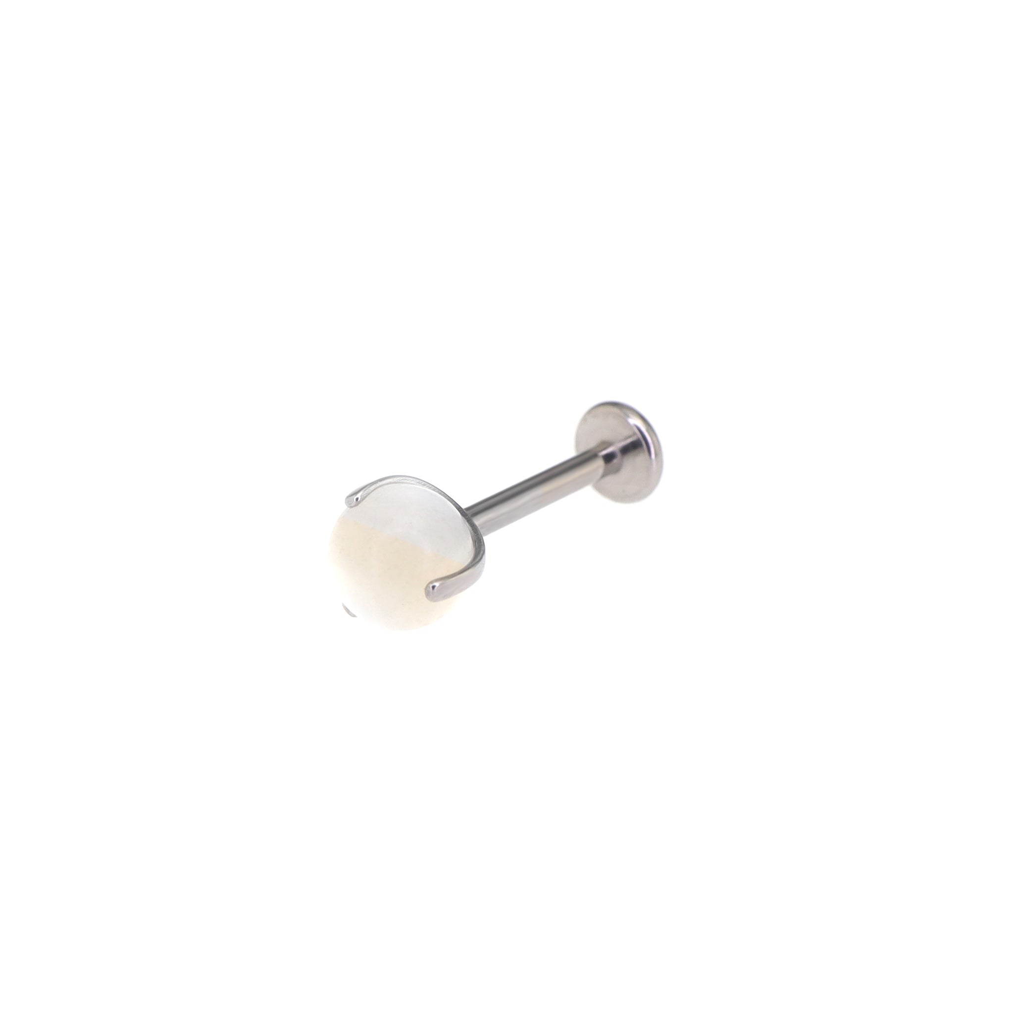 Claw-Set White Mother-of-Pearl Internally Threaded Titanium Studs
