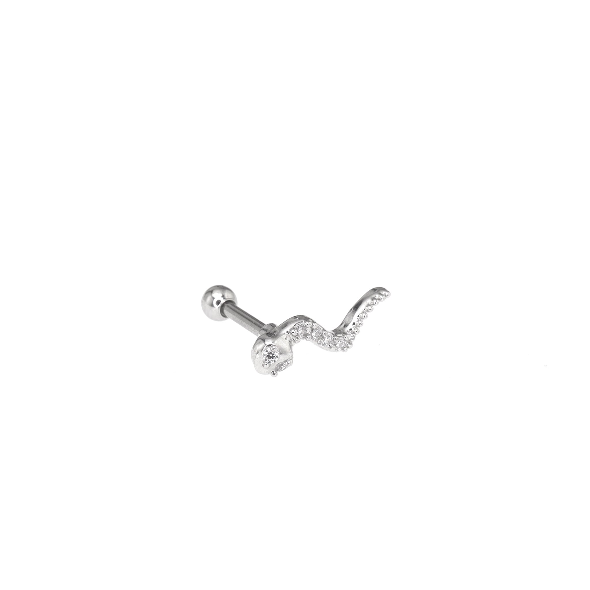 CZ Curved Serpent Stainless Steel Ear Studs