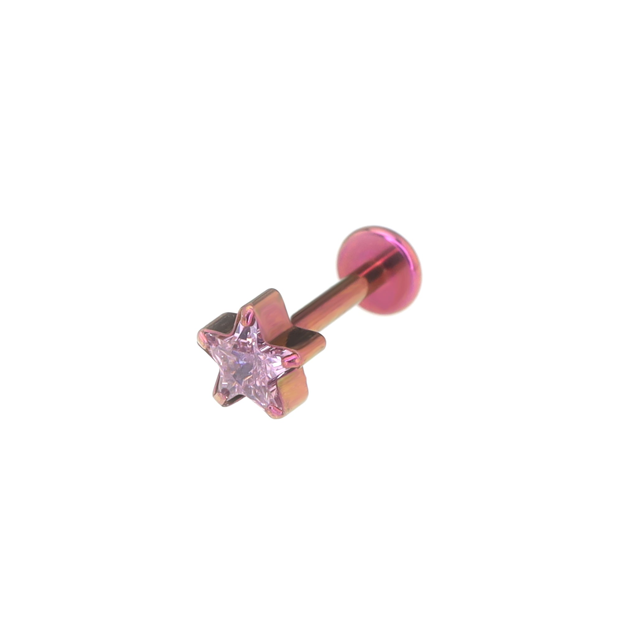 3D CZ Pentagram Titanium Ear Studs