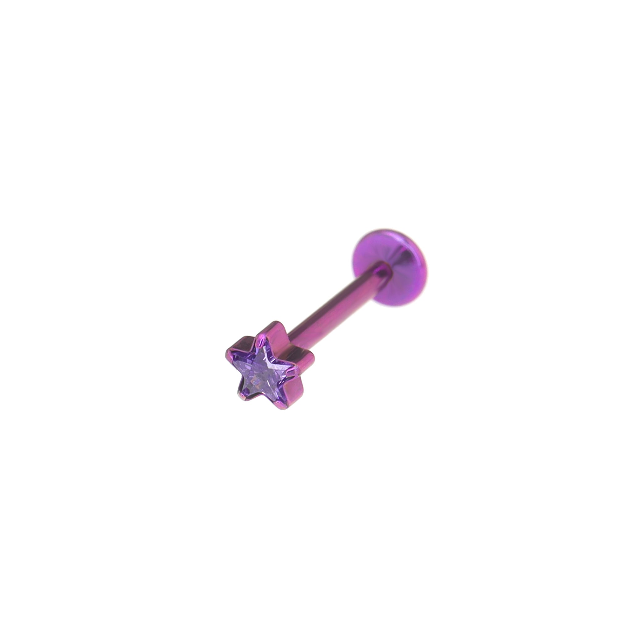 3D CZ Pentagram Titanium Ear Studs