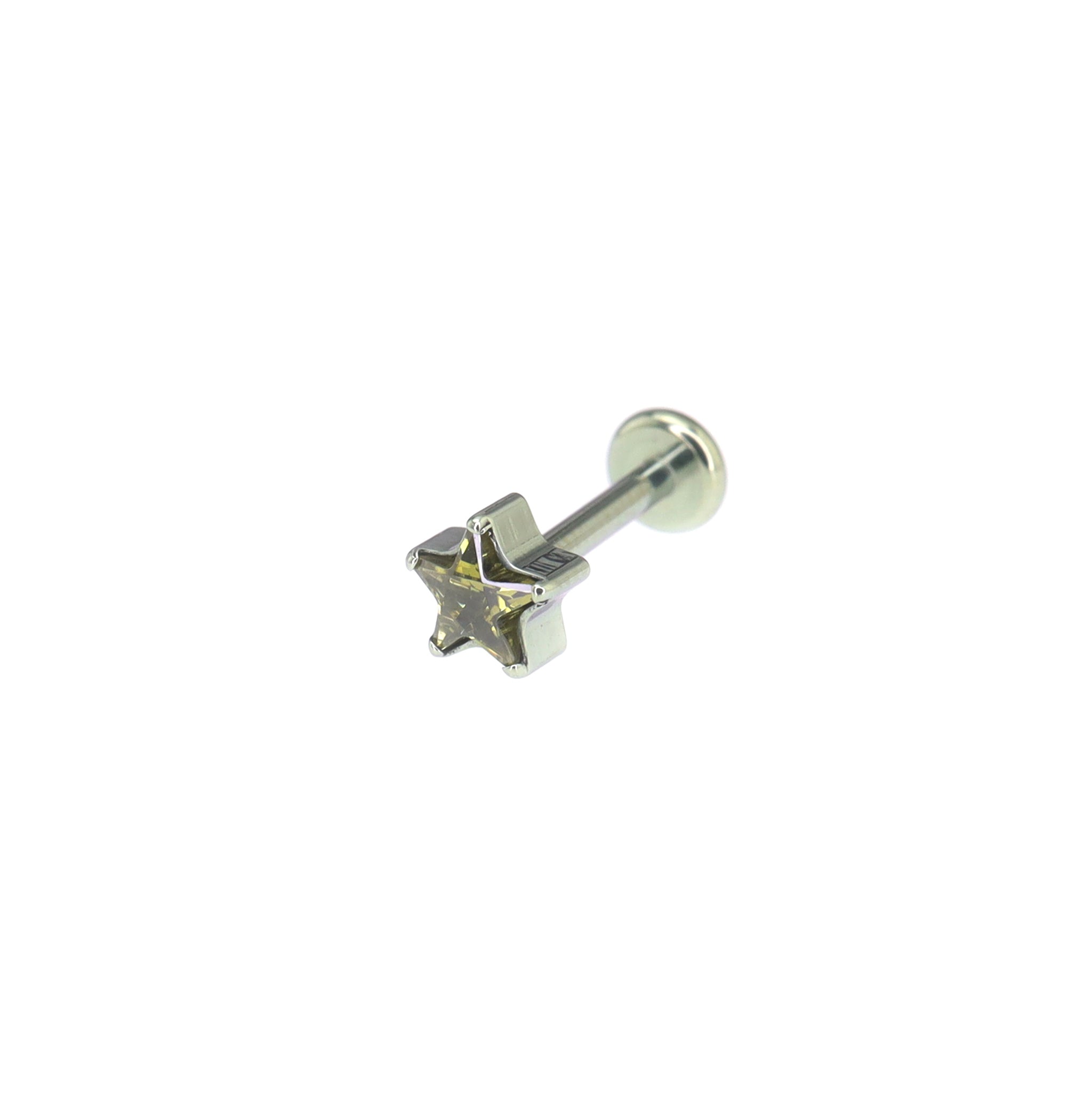 3D CZ Pentagram Titanium Ear Studs