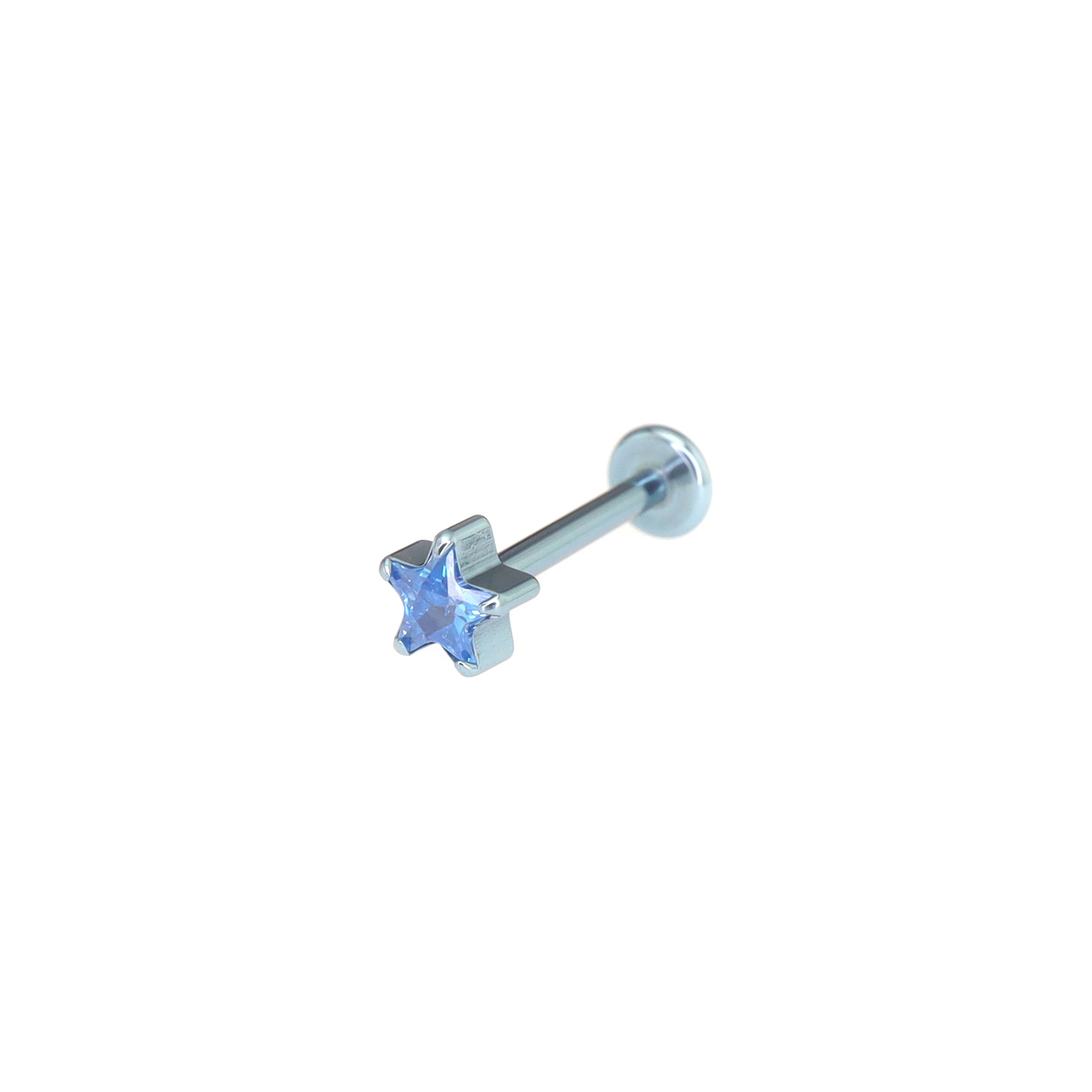 3D CZ Pentagram Titanium Ear Studs