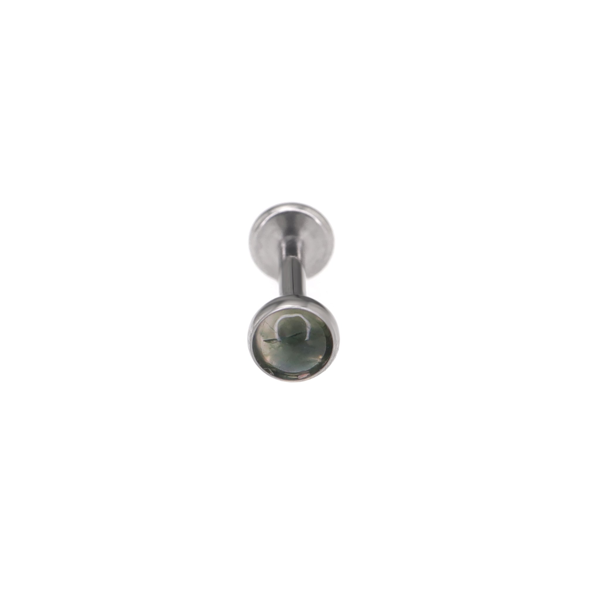Bezel-Set Jade-Inspired Algae Titanium Labret Studs