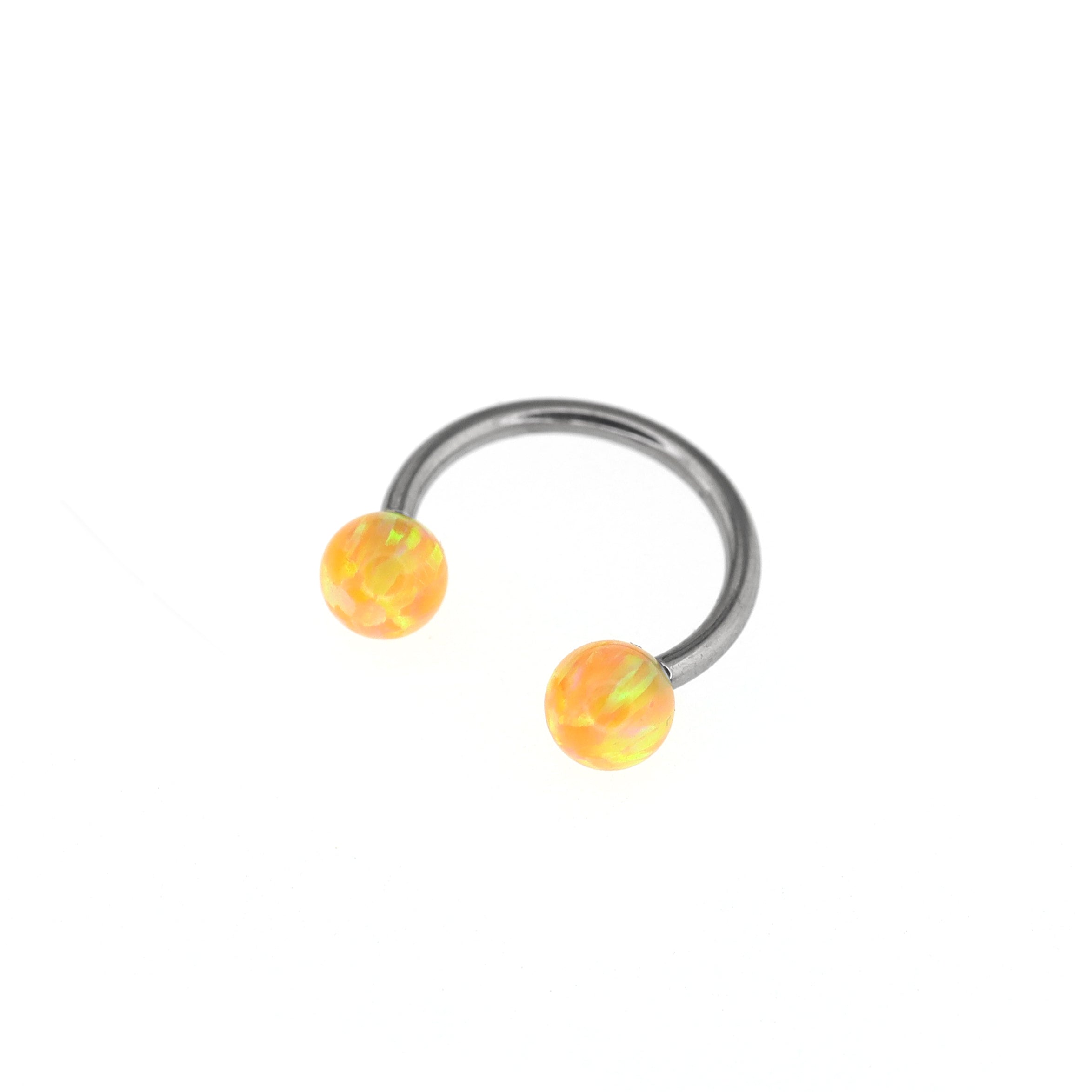 Externally Threaded Opal Titanium Horseshoe Ring
